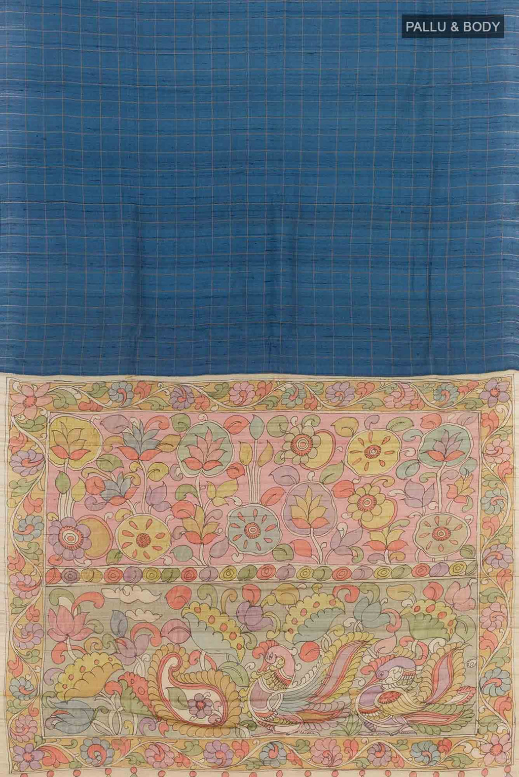 Blue Tussar Silk Saree