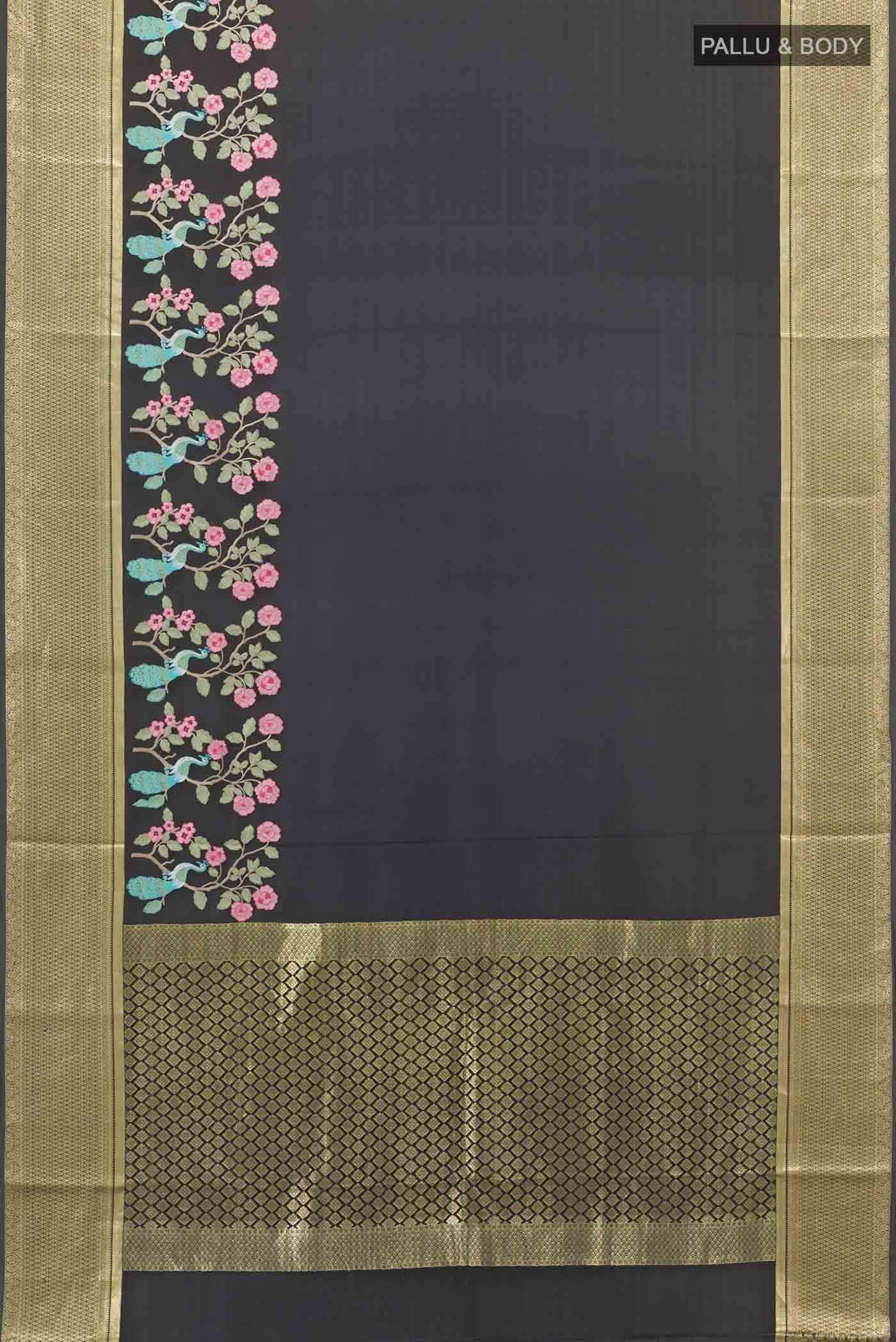 Black Mysore Crepe Saree