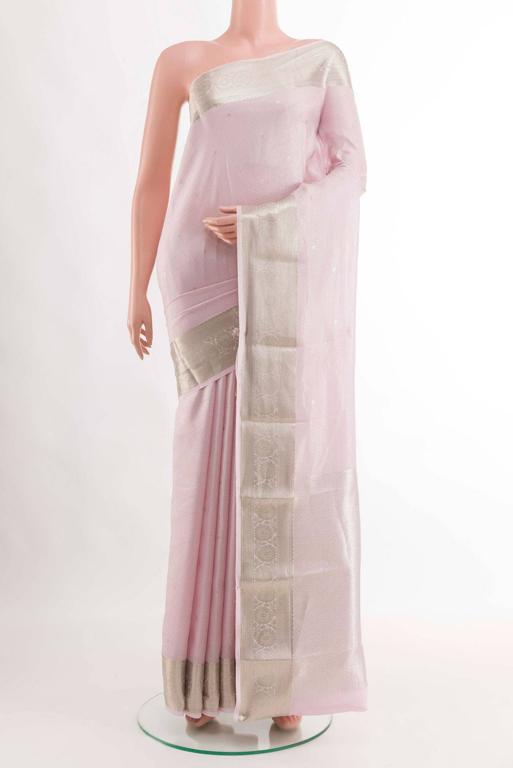 Pink Crepe Saree