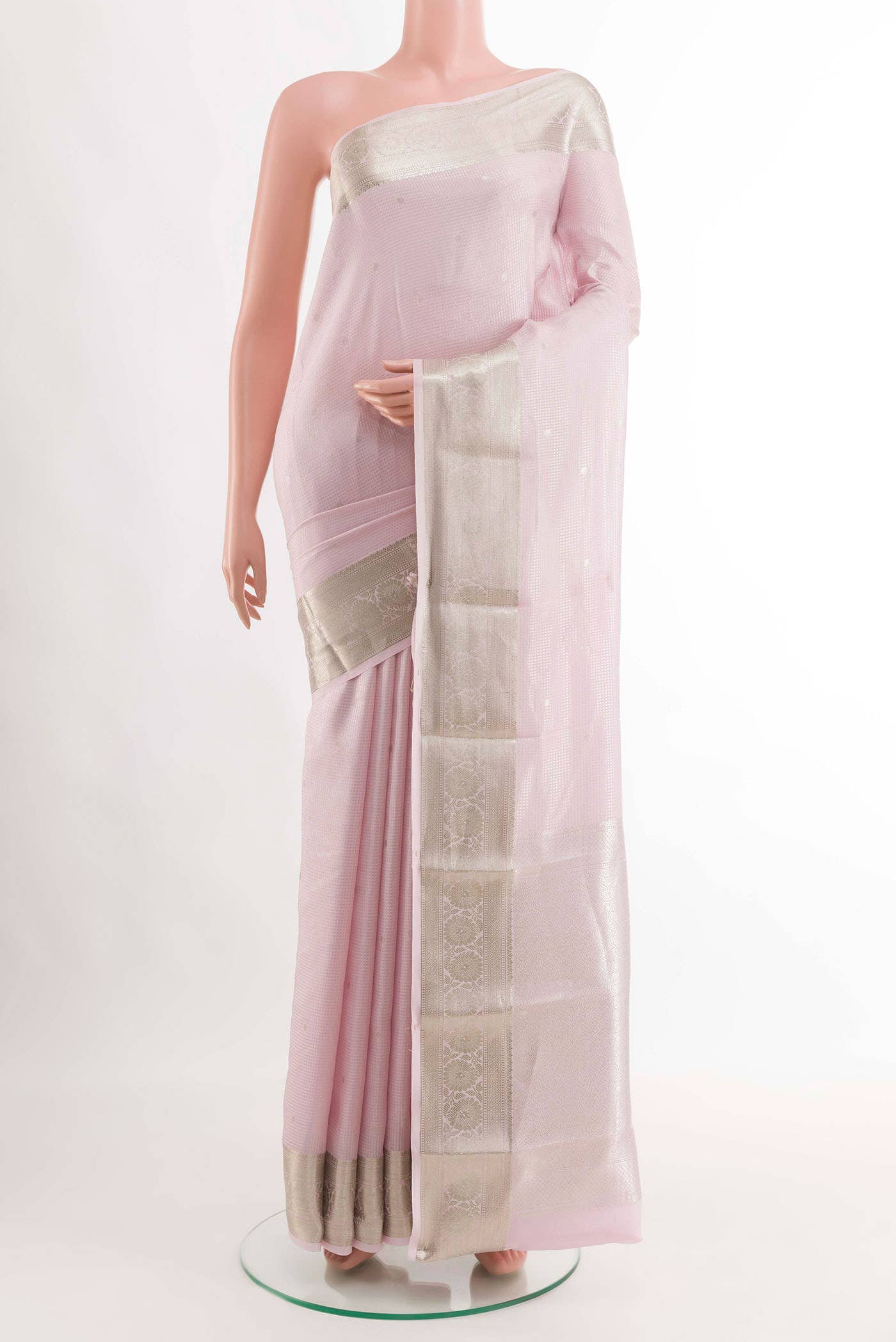Pink Crepe Saree