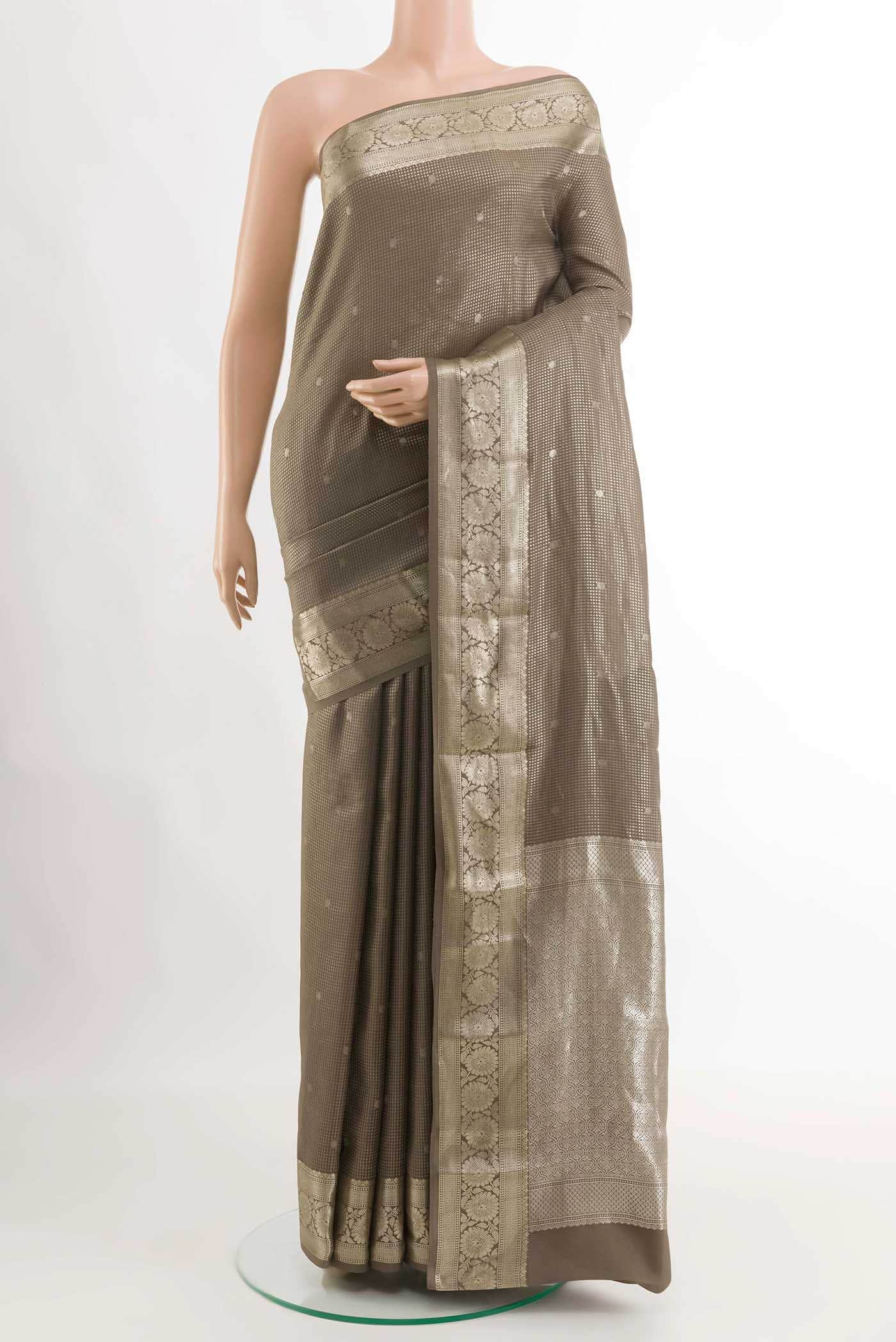 Brown Crepe Saree