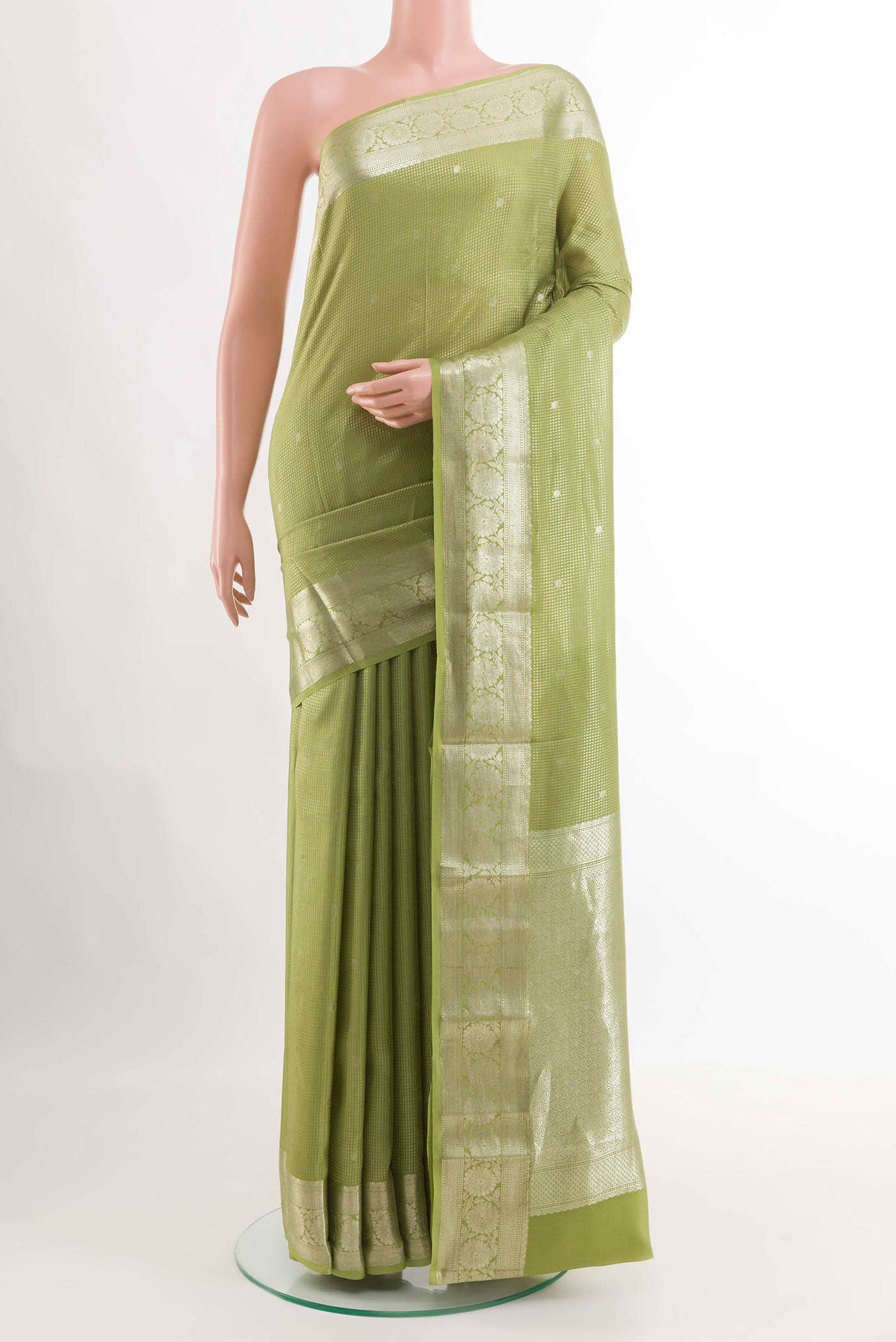 Green Crepe Saree