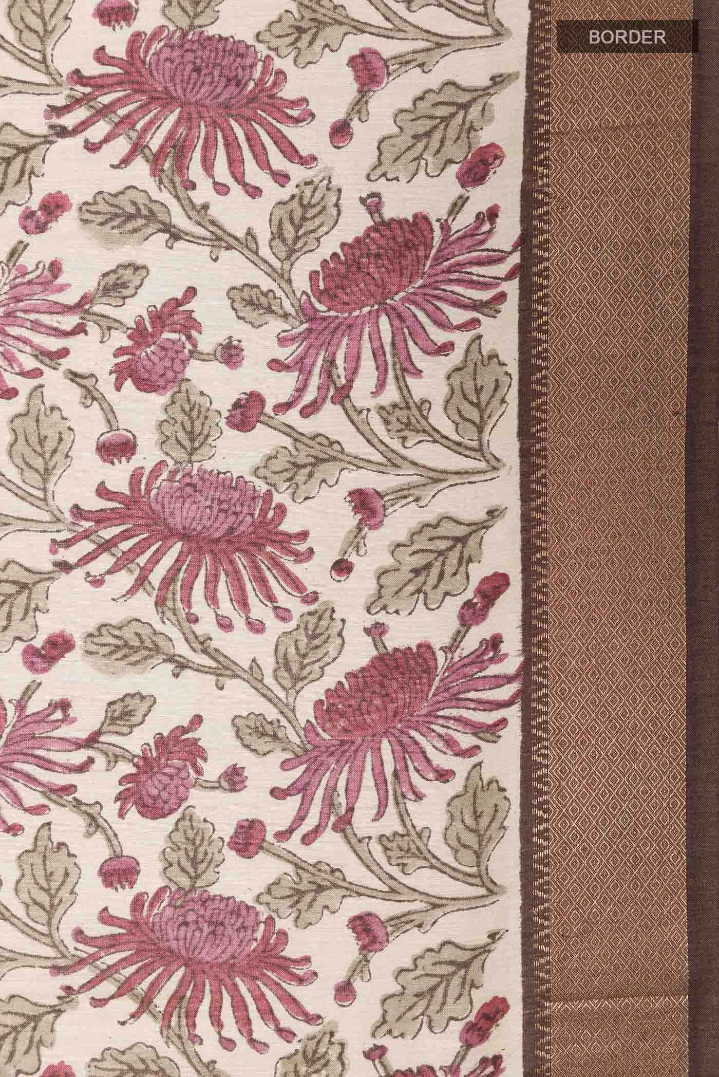Beige Tussar Silk Saree
