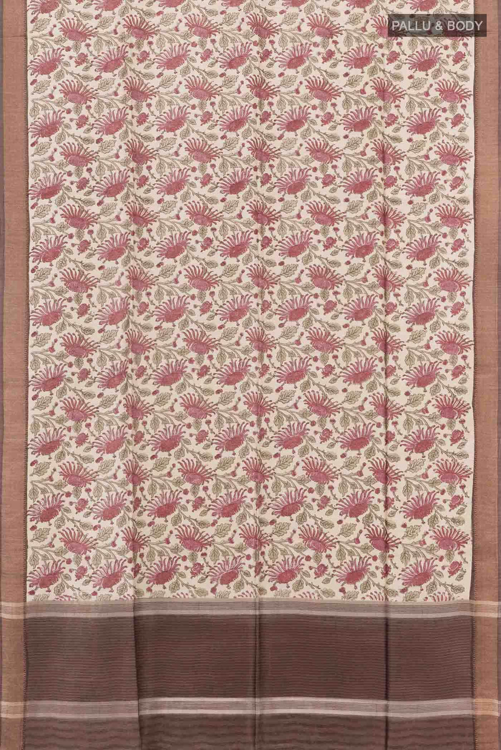 Beige Tussar Silk Saree