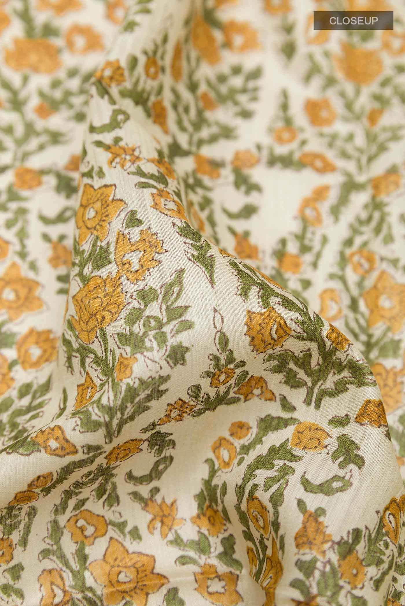Beige Tussar Silk Saree