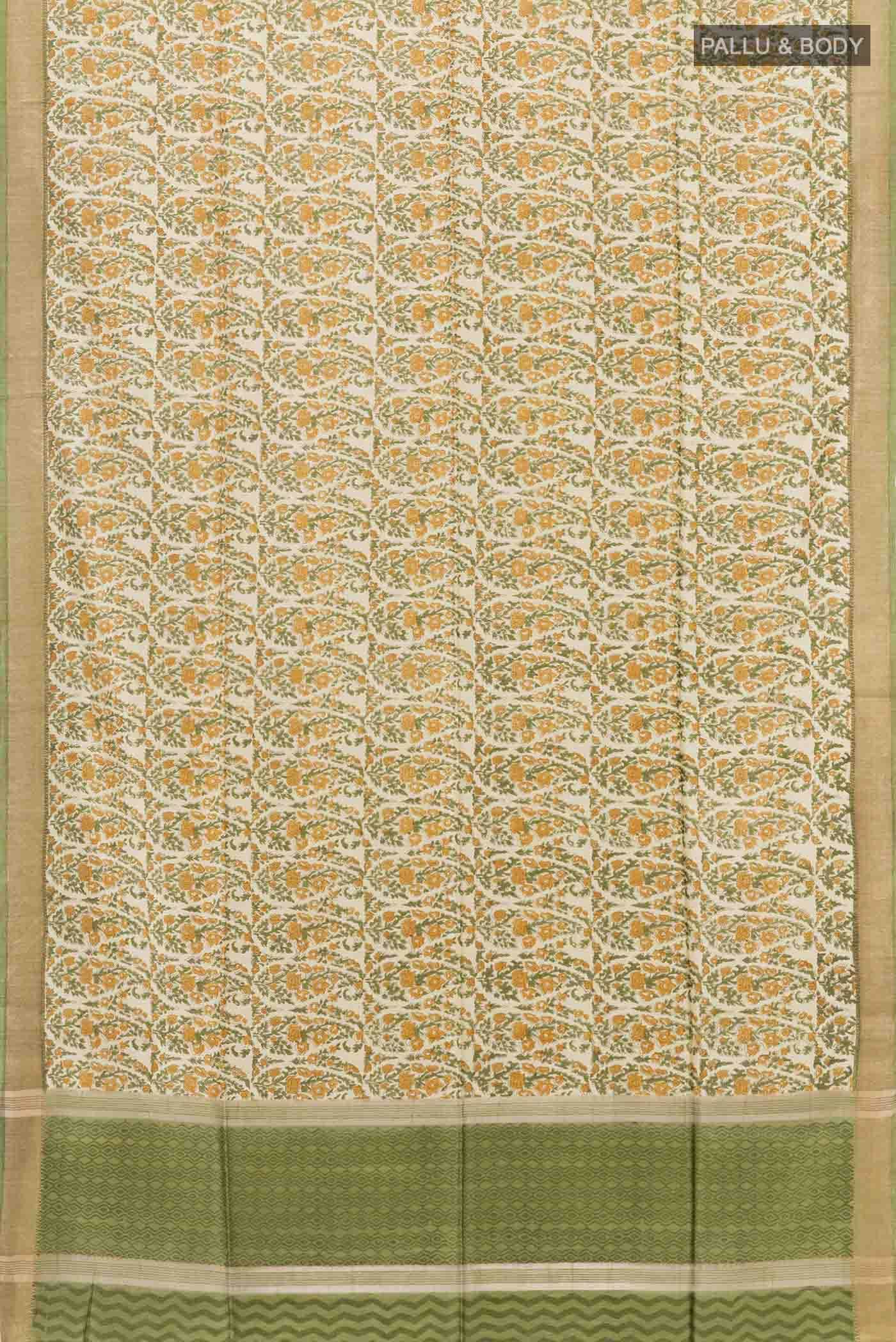 Beige Tussar Silk Saree