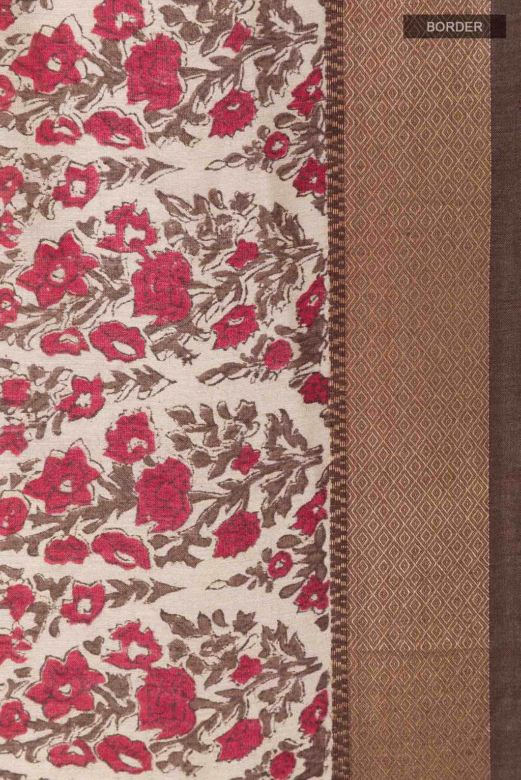 Beige Tussar Silk Saree