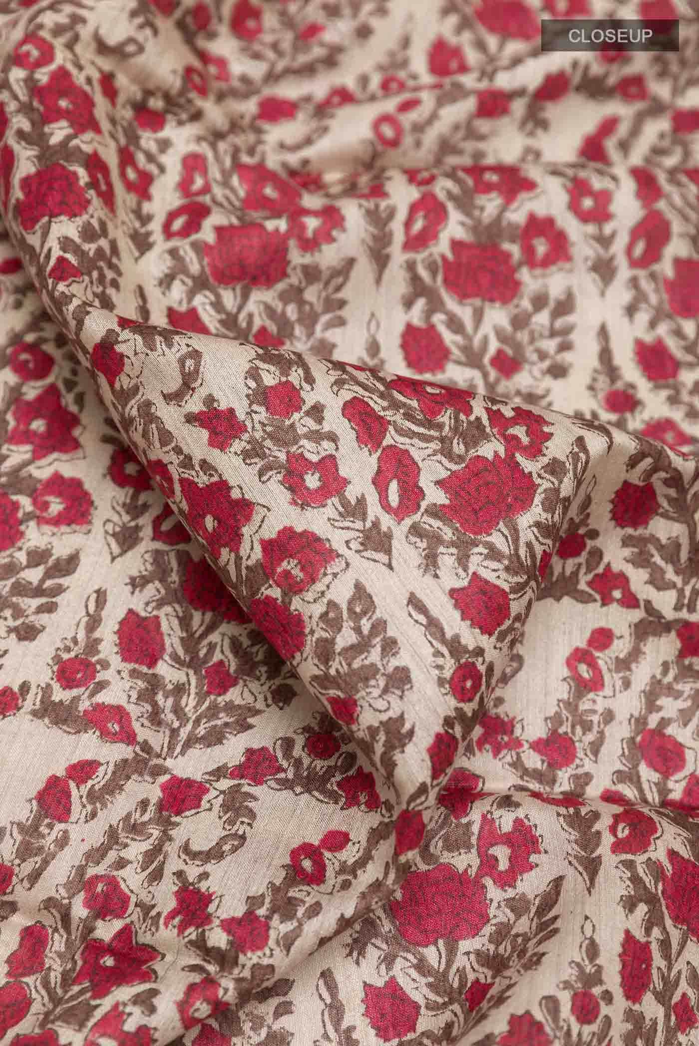 Beige Tussar Silk Saree