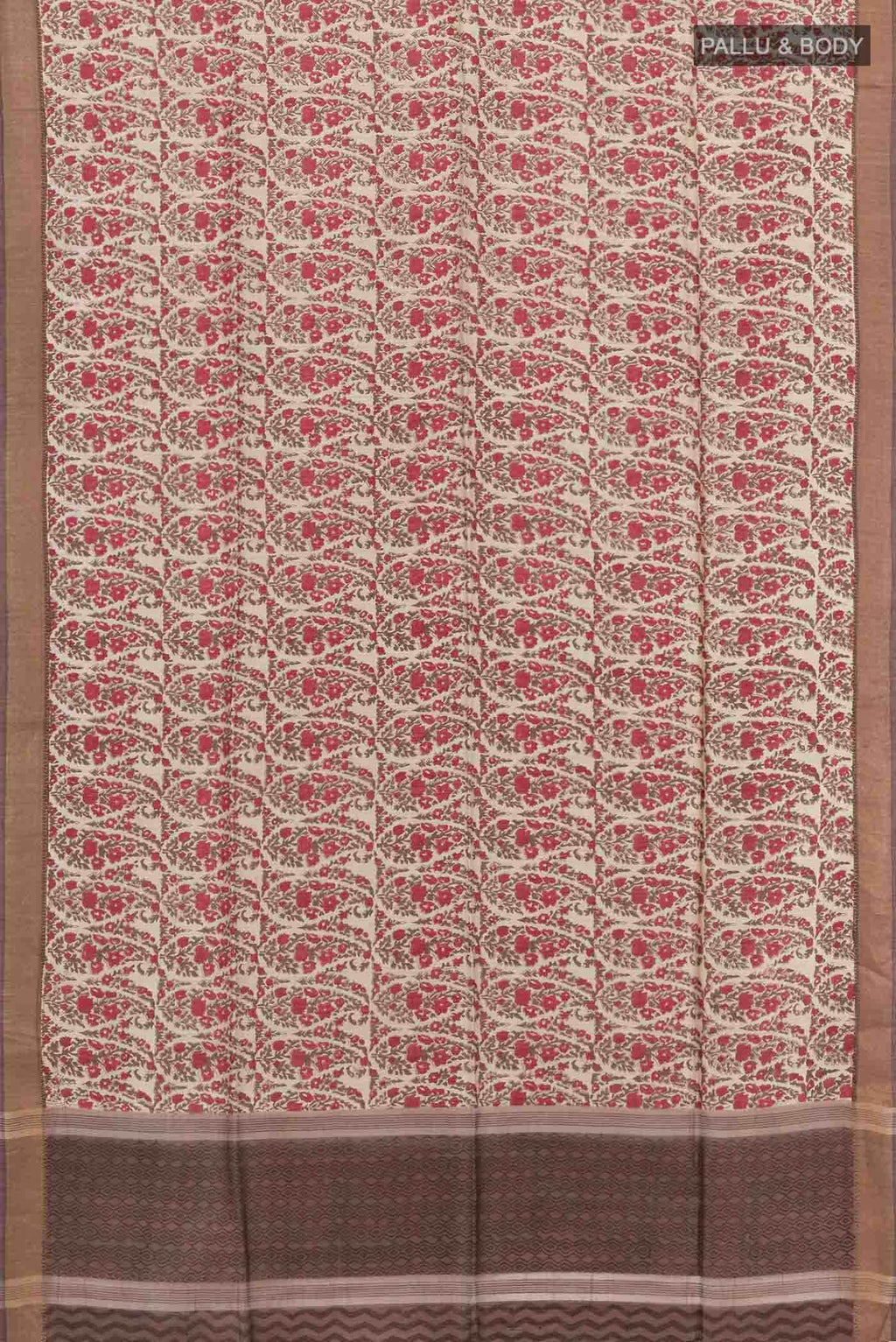 Beige Tussar Silk Saree