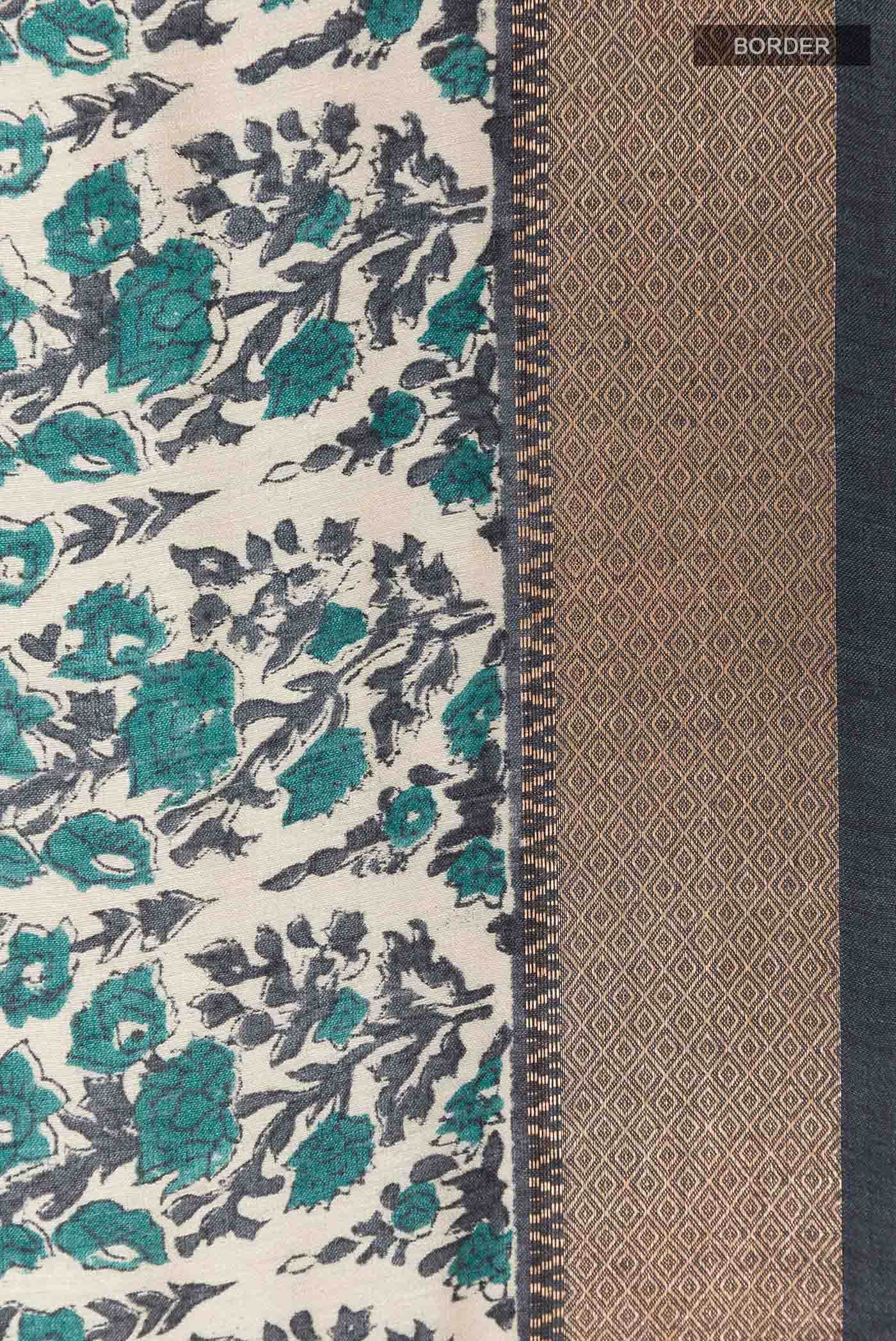 Beige Tussar Silk Saree
