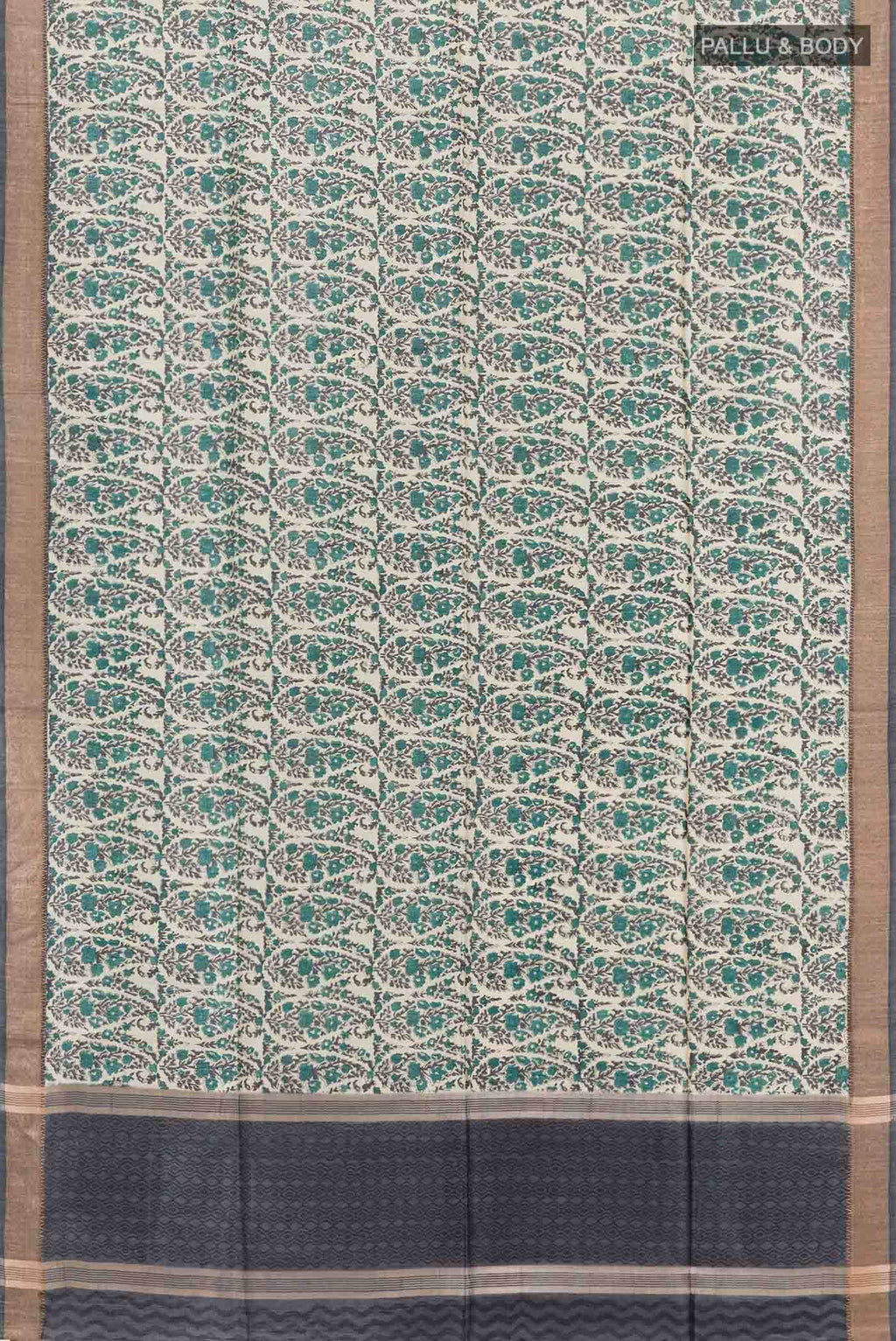 Beige Tussar Silk Saree