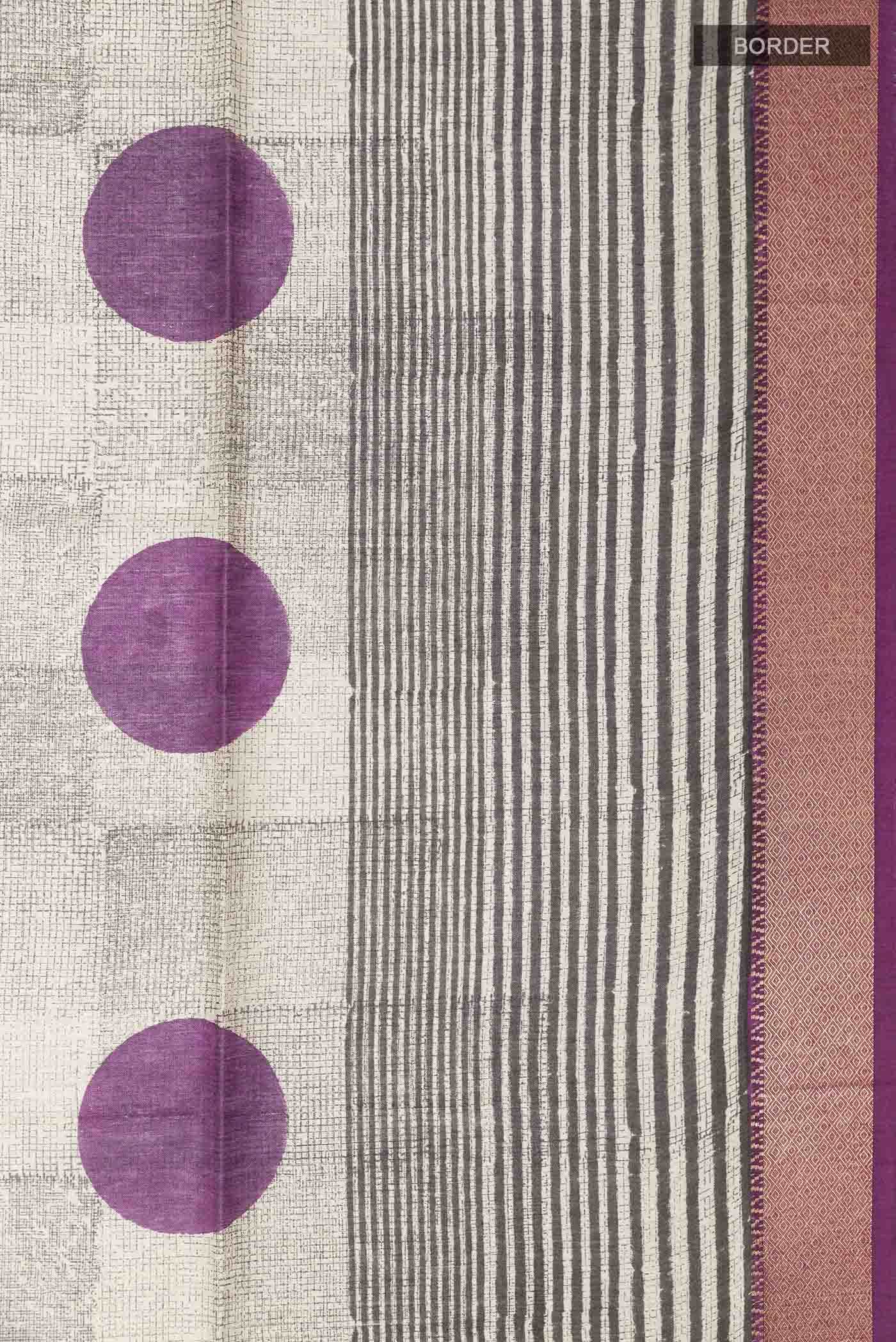 Beige Tussar Silk Saree