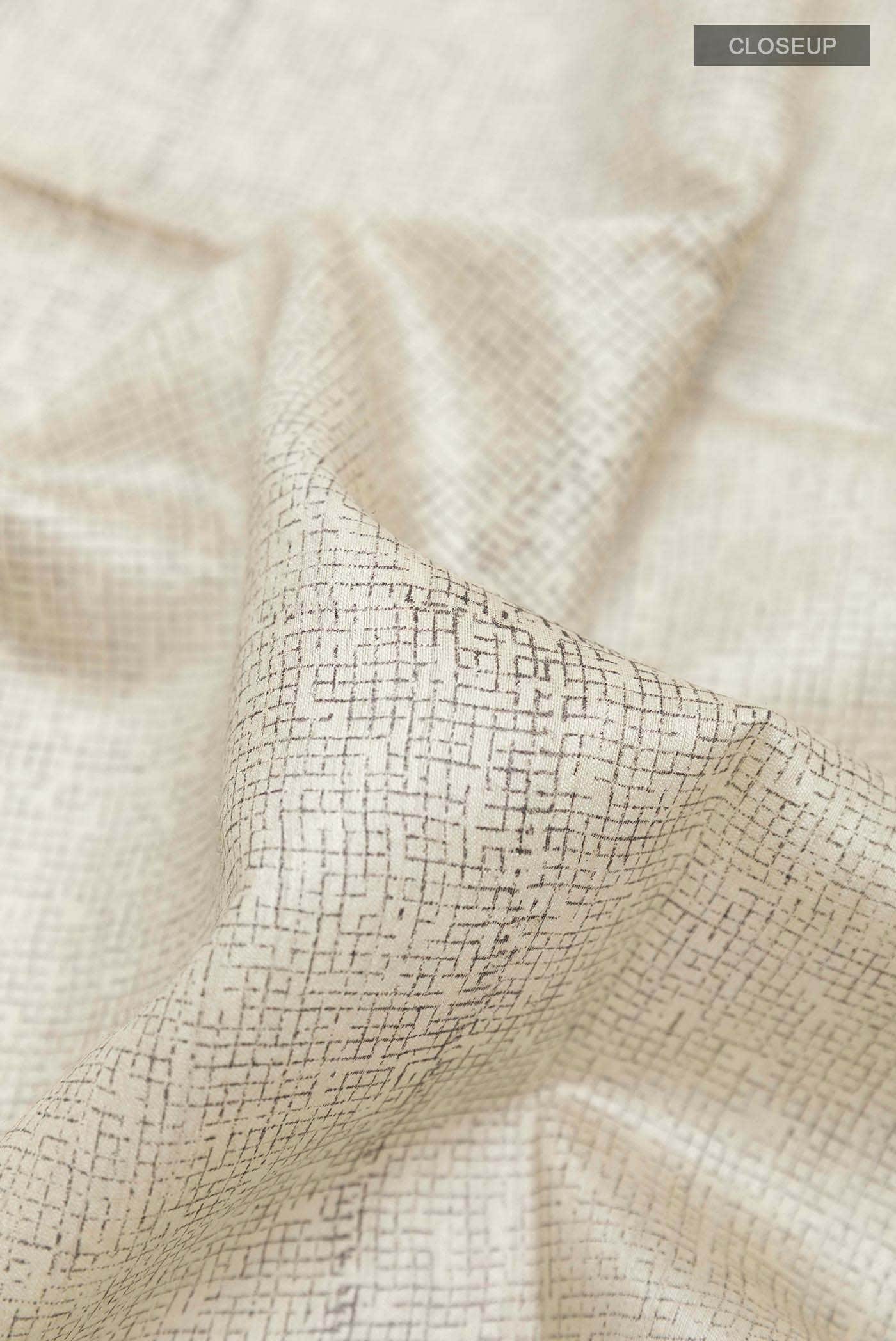 Beige Tussar Silk Saree