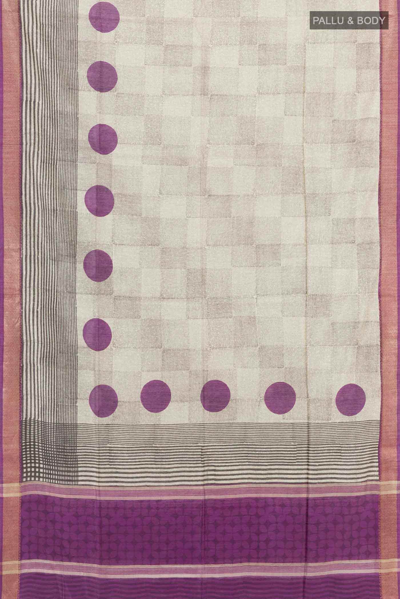 Beige Tussar Silk Saree