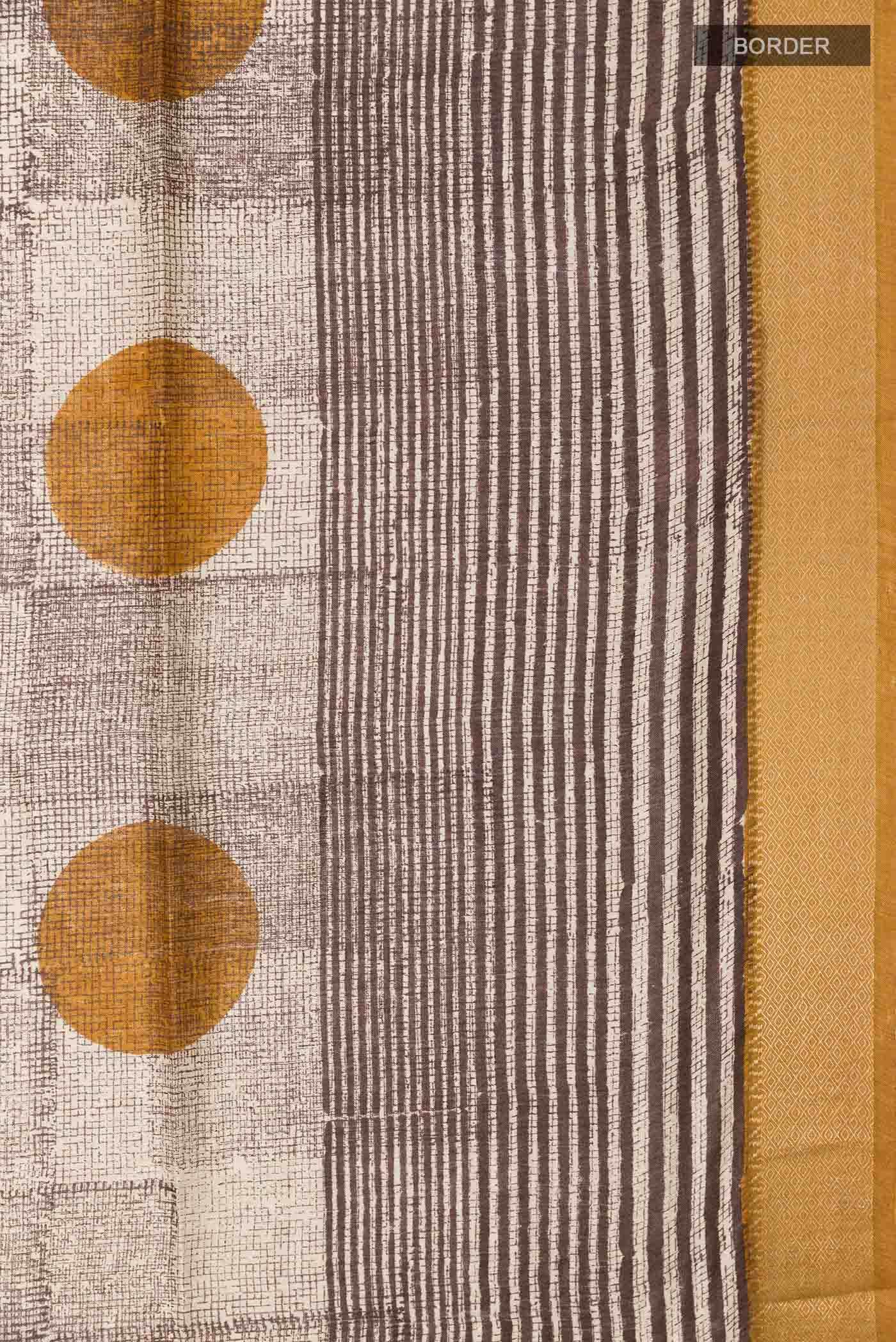 Beige Tussar Silk Saree
