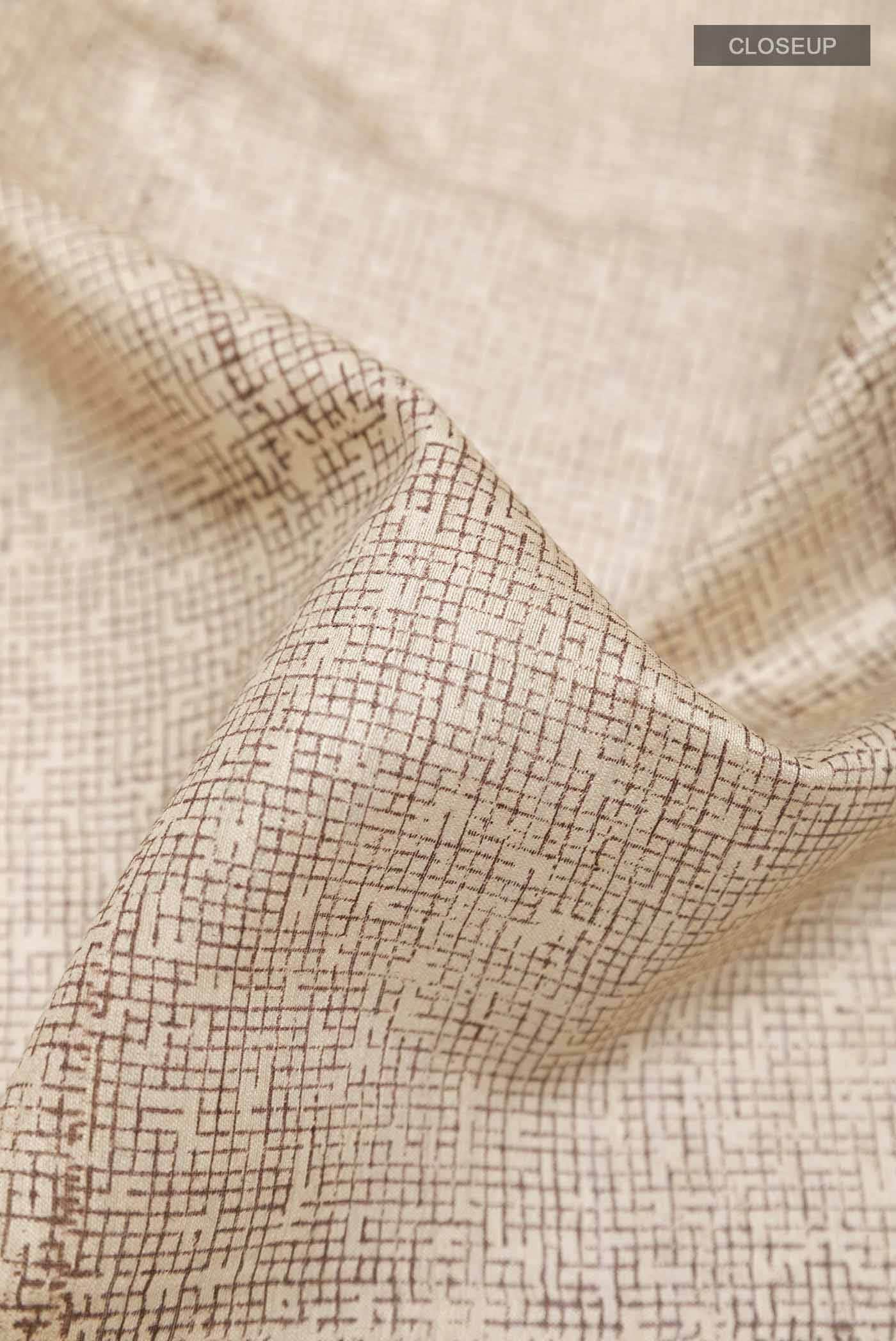 Beige Tussar Silk Saree