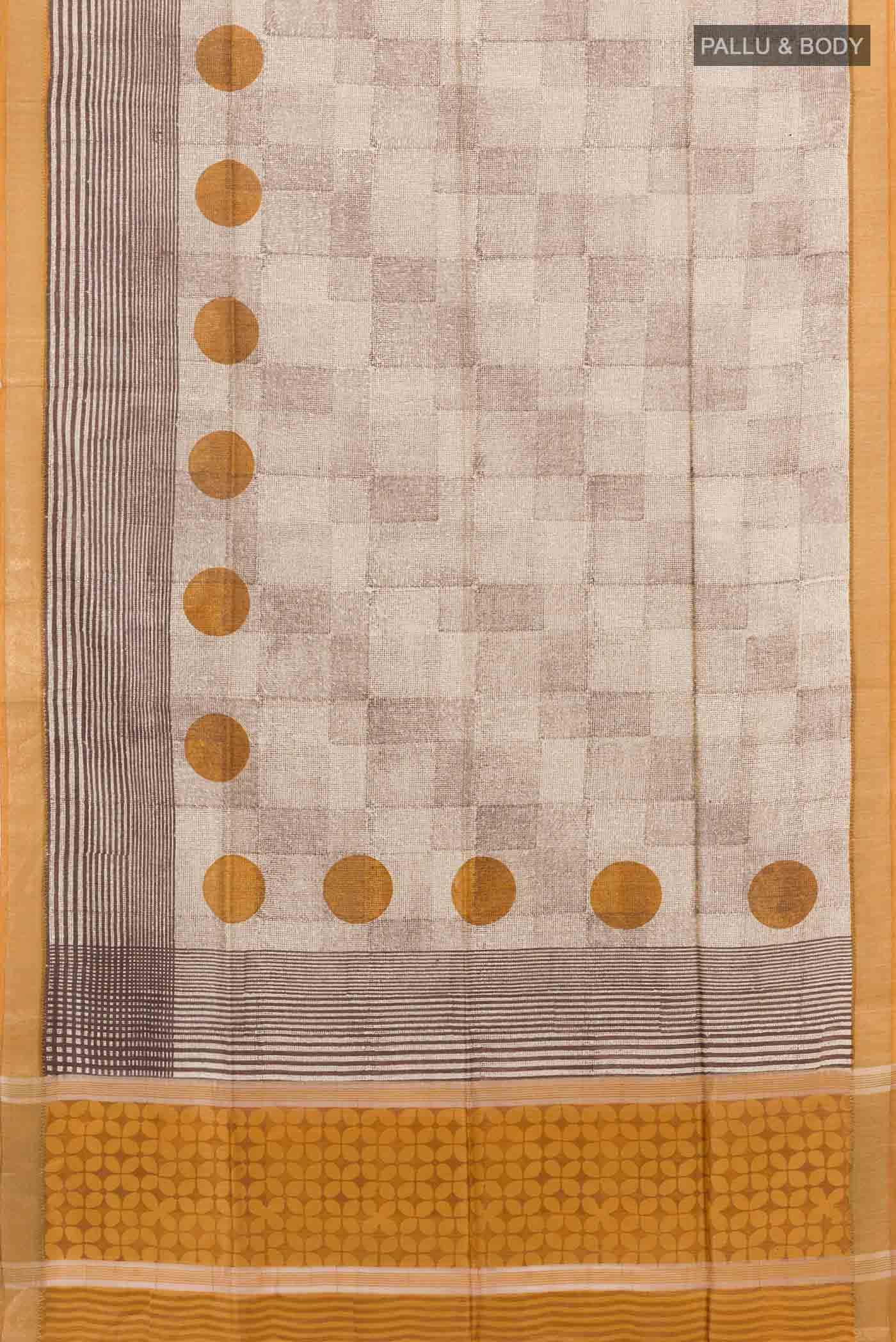 Beige Tussar Silk Saree