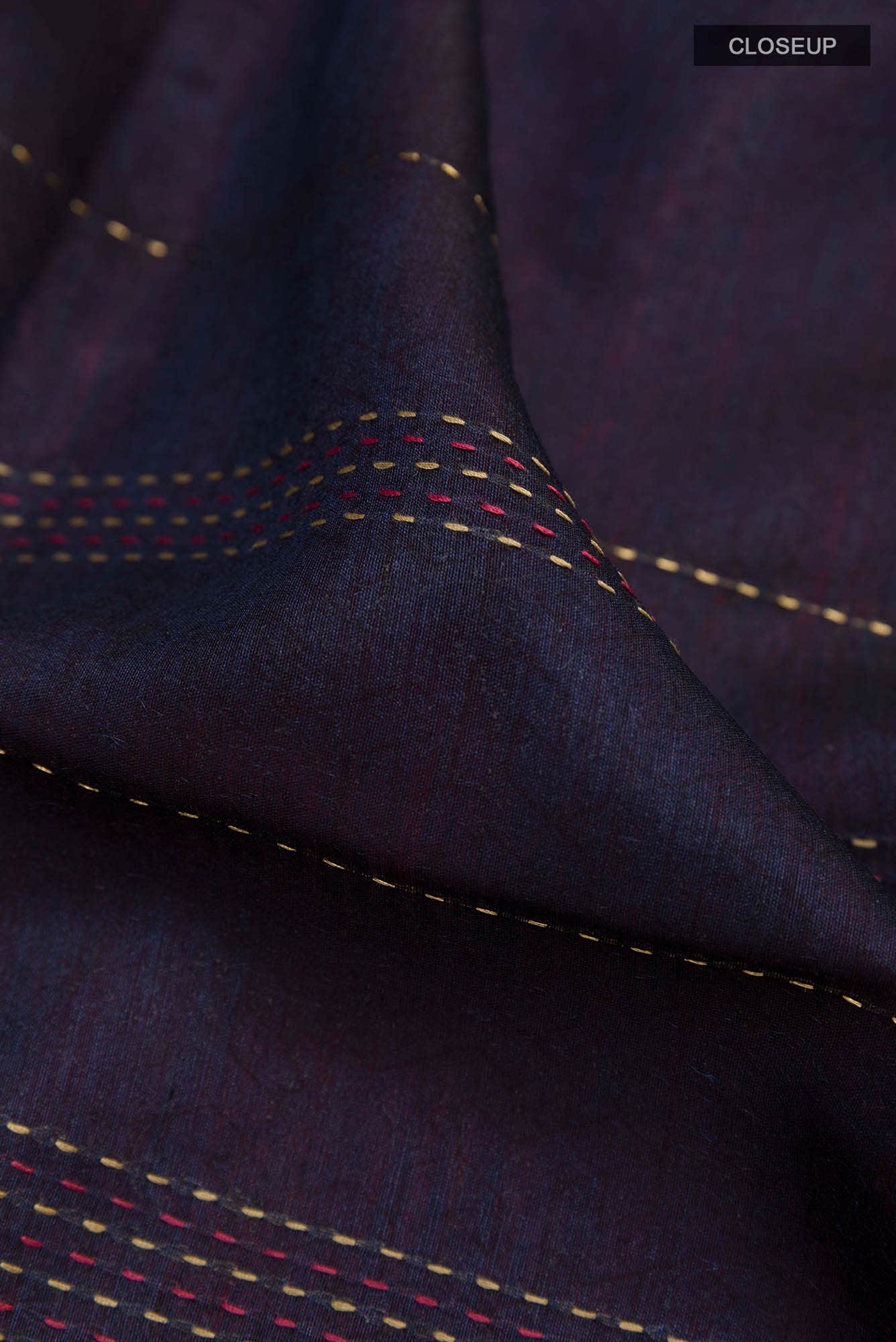 Dark Blue Tussar Silk Saree