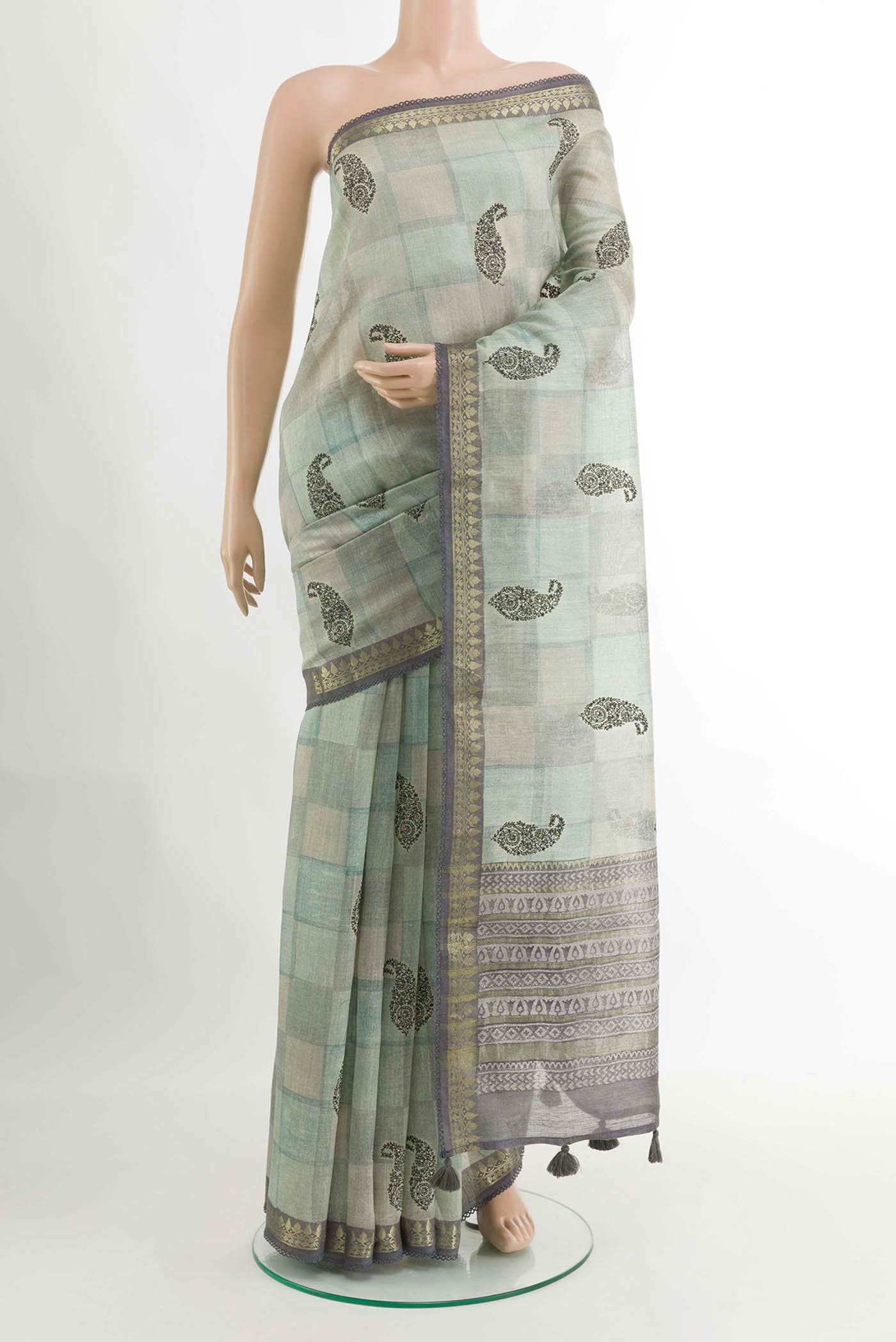 Blue Tussar Saree