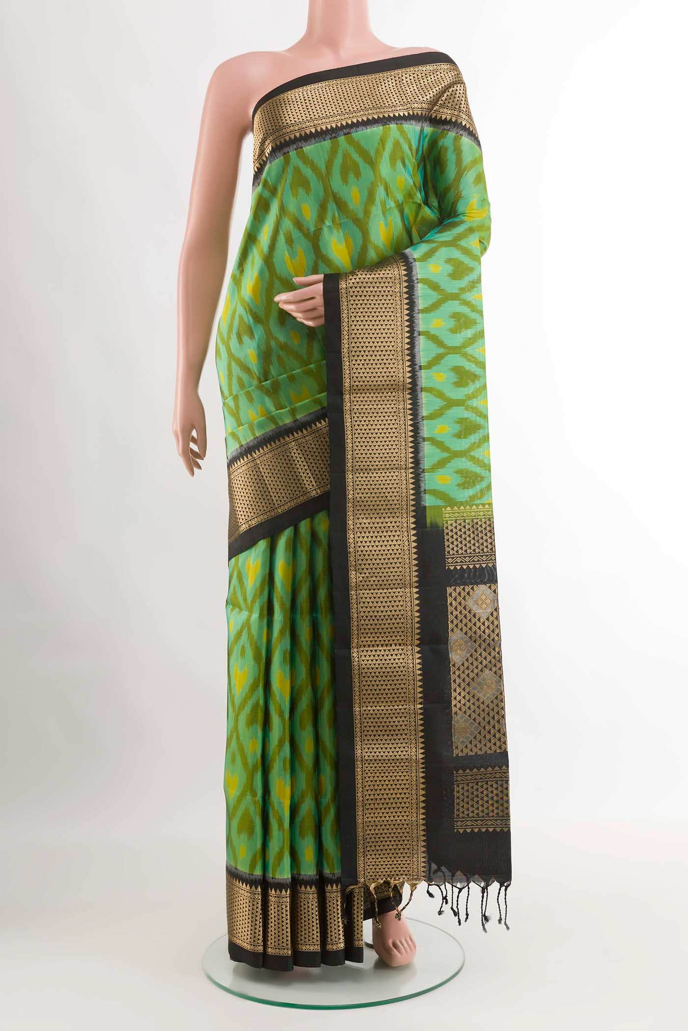 Green Dual Tone Soft Silk Saree