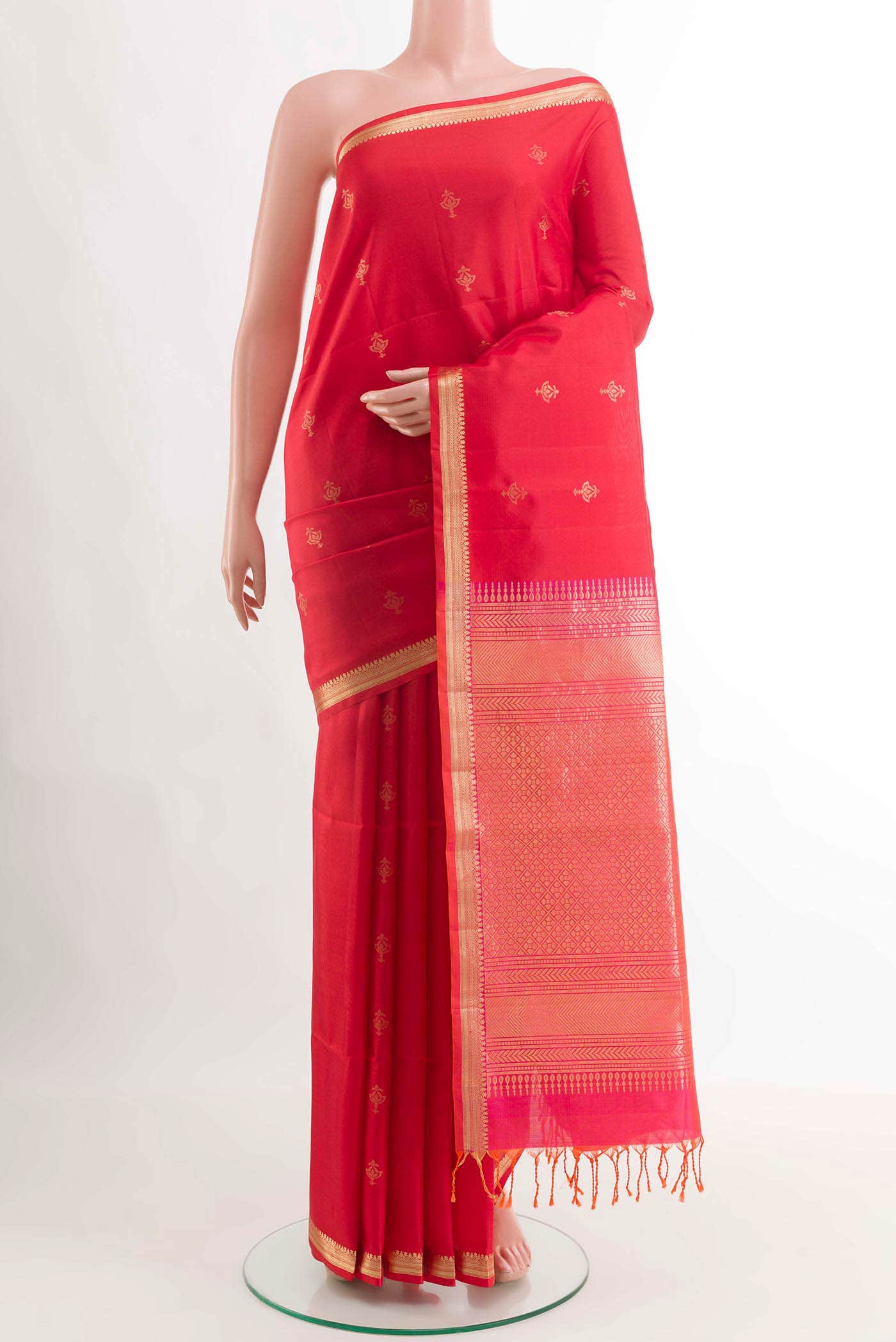 Red Dual Tone Soft Silk Saree