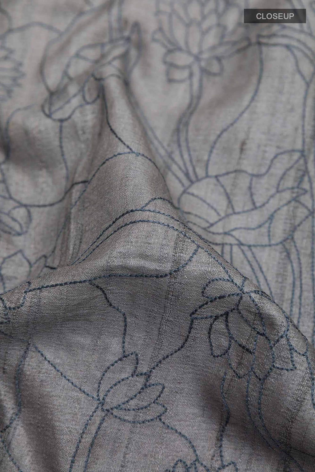 Blue Grey Tussar Silk Saree