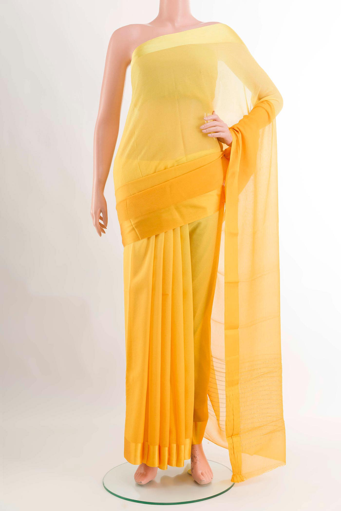 Yellow Mysore Chiffon Saree