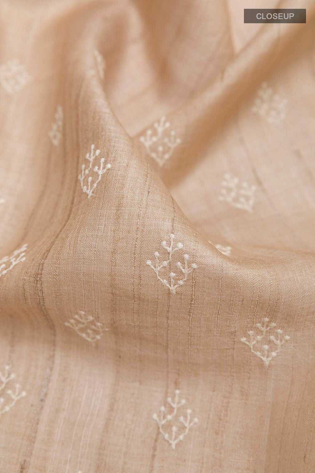 Beige Tussar Silk Saree