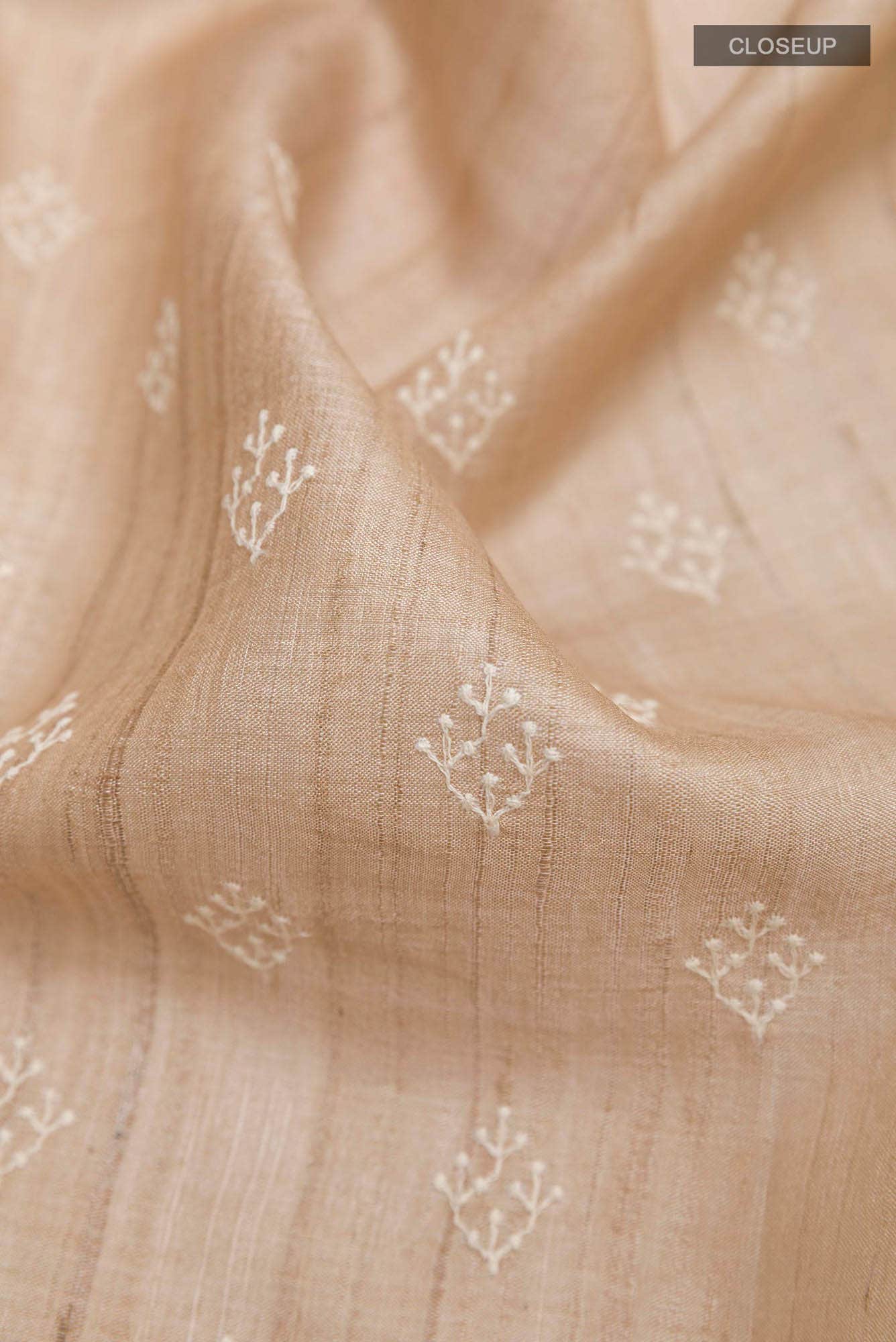 Beige Tussar Silk Saree