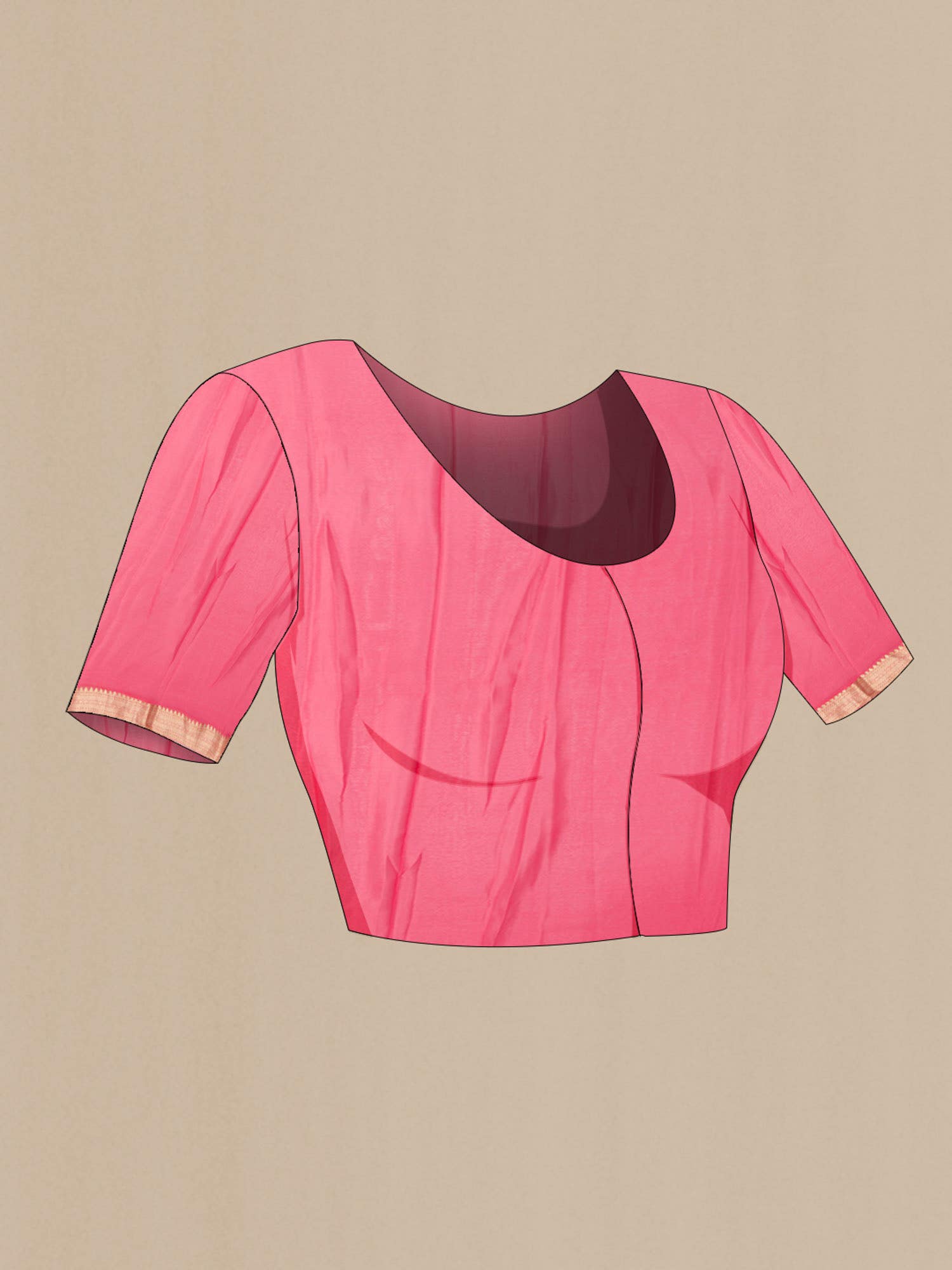 Peach Mysore Crepe Saree