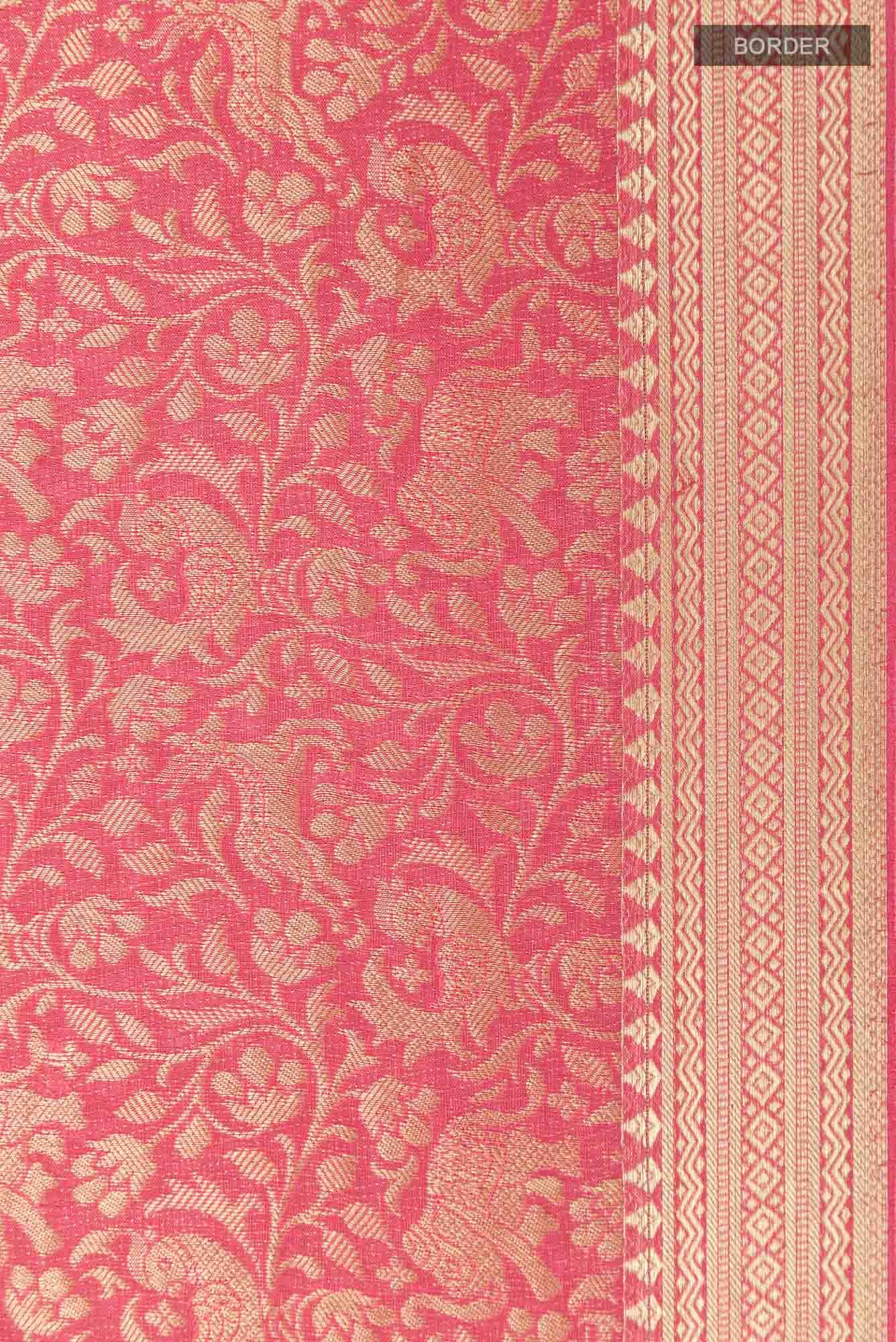 Peach Mysore Crepe Saree