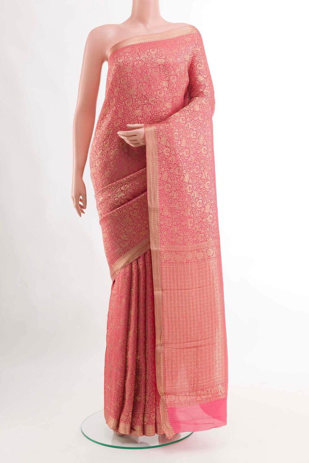 Peach Mysore Crepe Saree