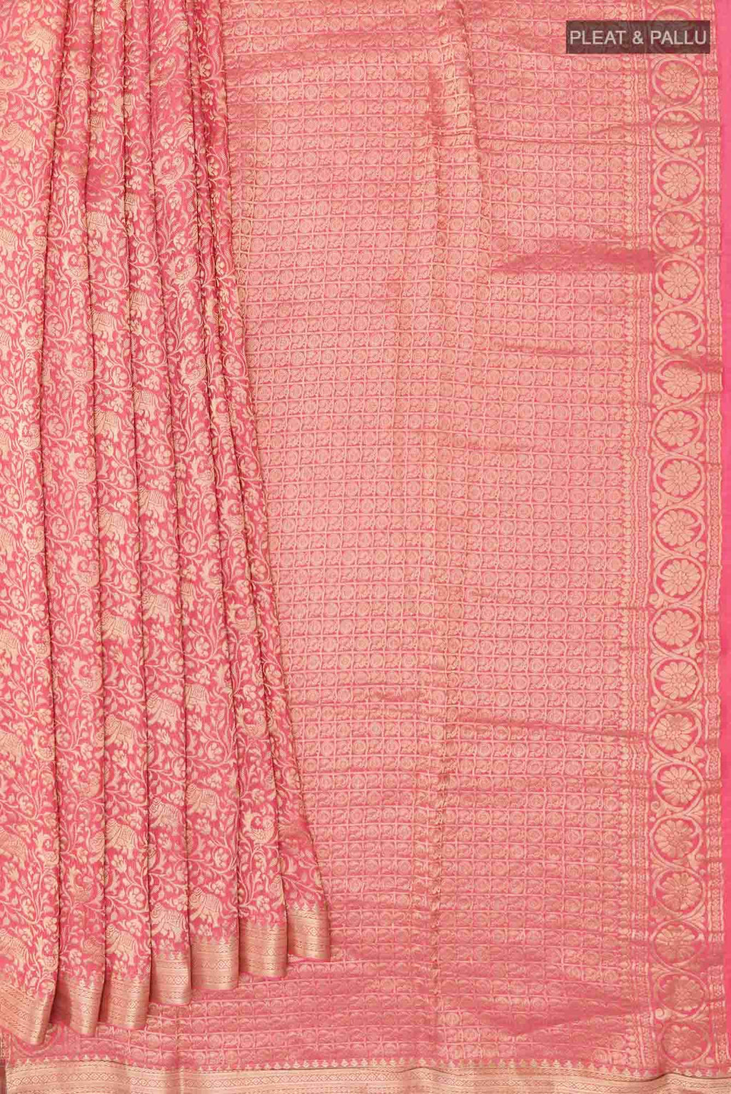 Peach Mysore Crepe Saree