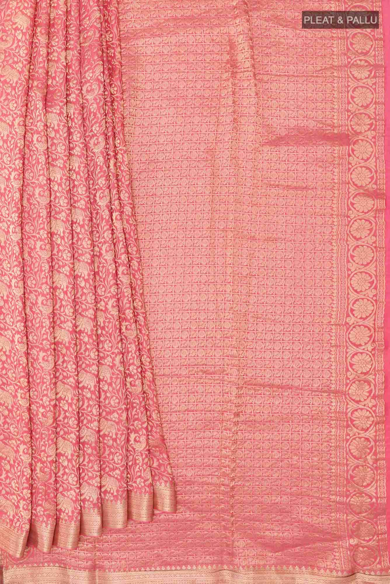 Peach Mysore Crepe Saree