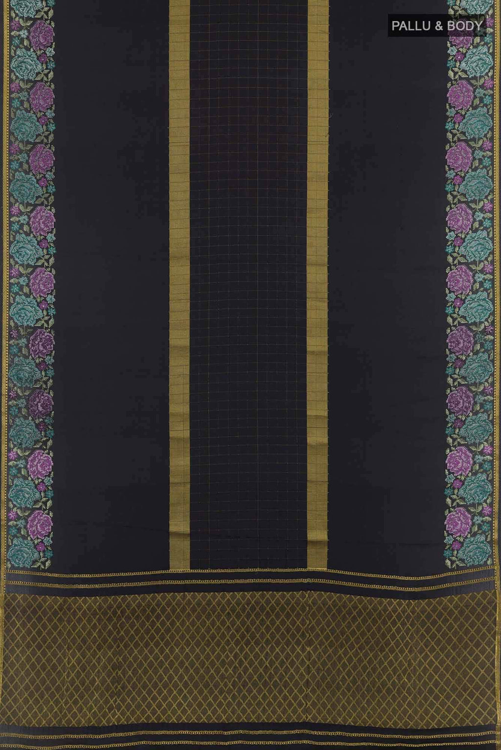 Black Mysore Crepe Saree