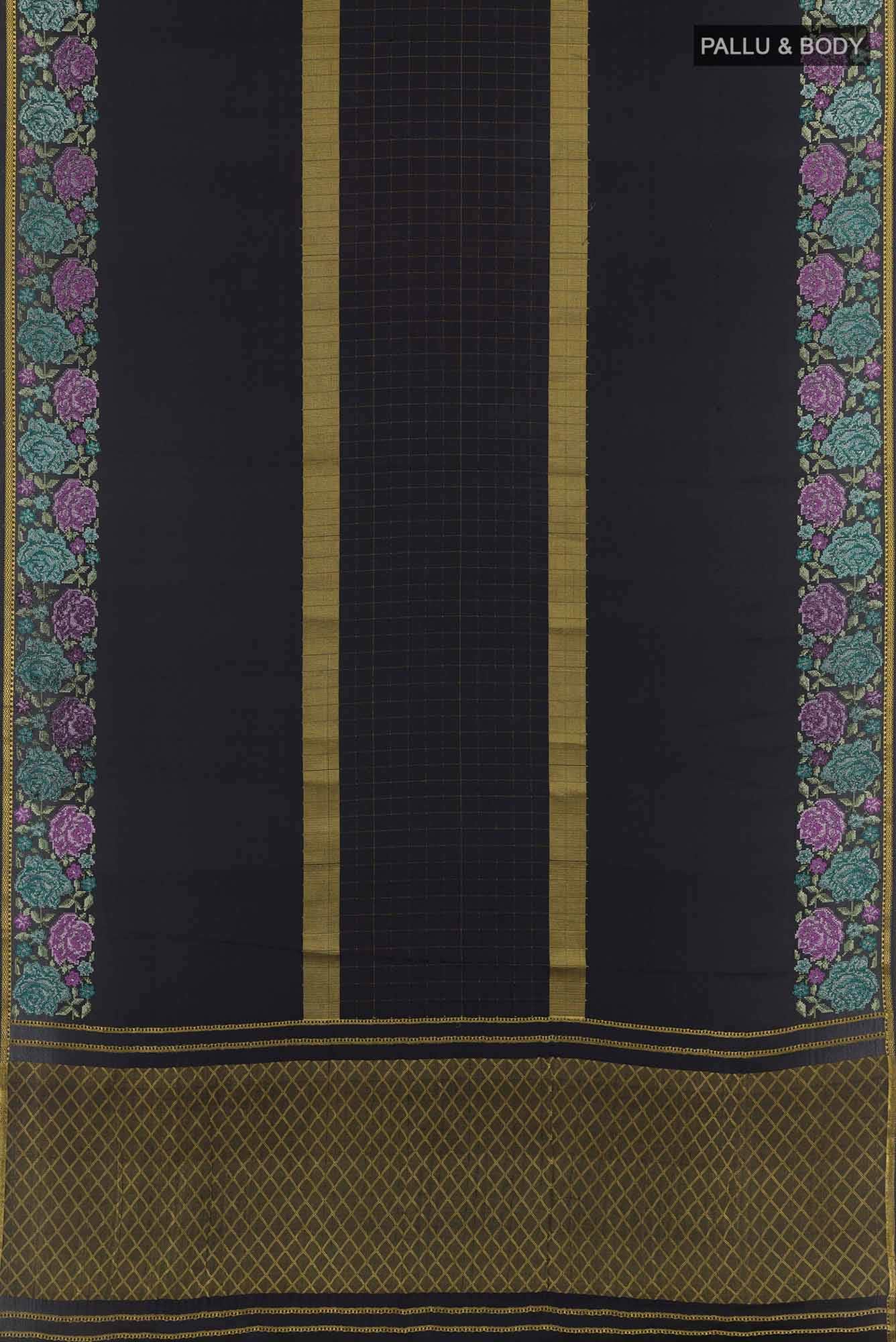 Black Mysore Crepe Saree