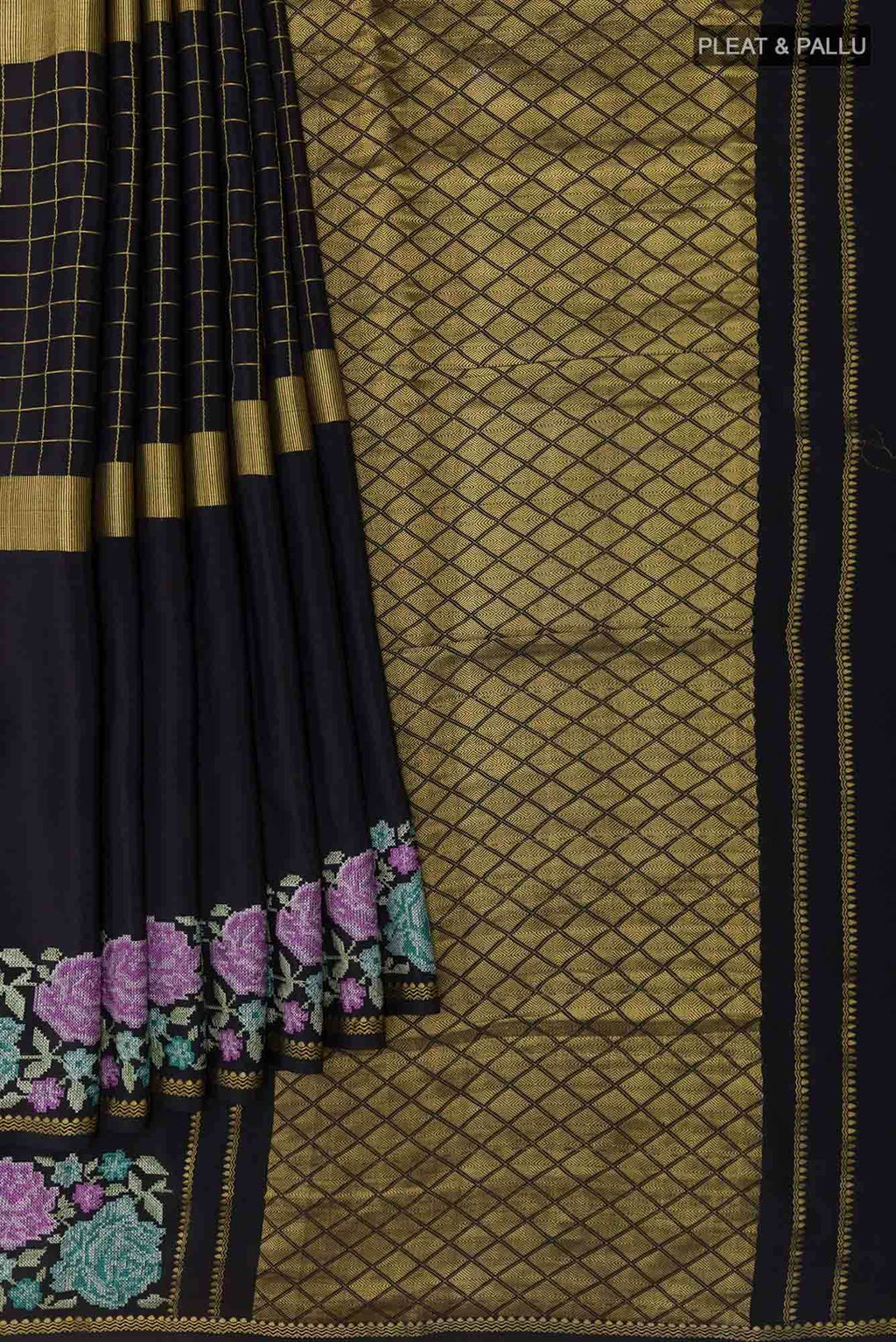 Black Mysore Crepe Saree