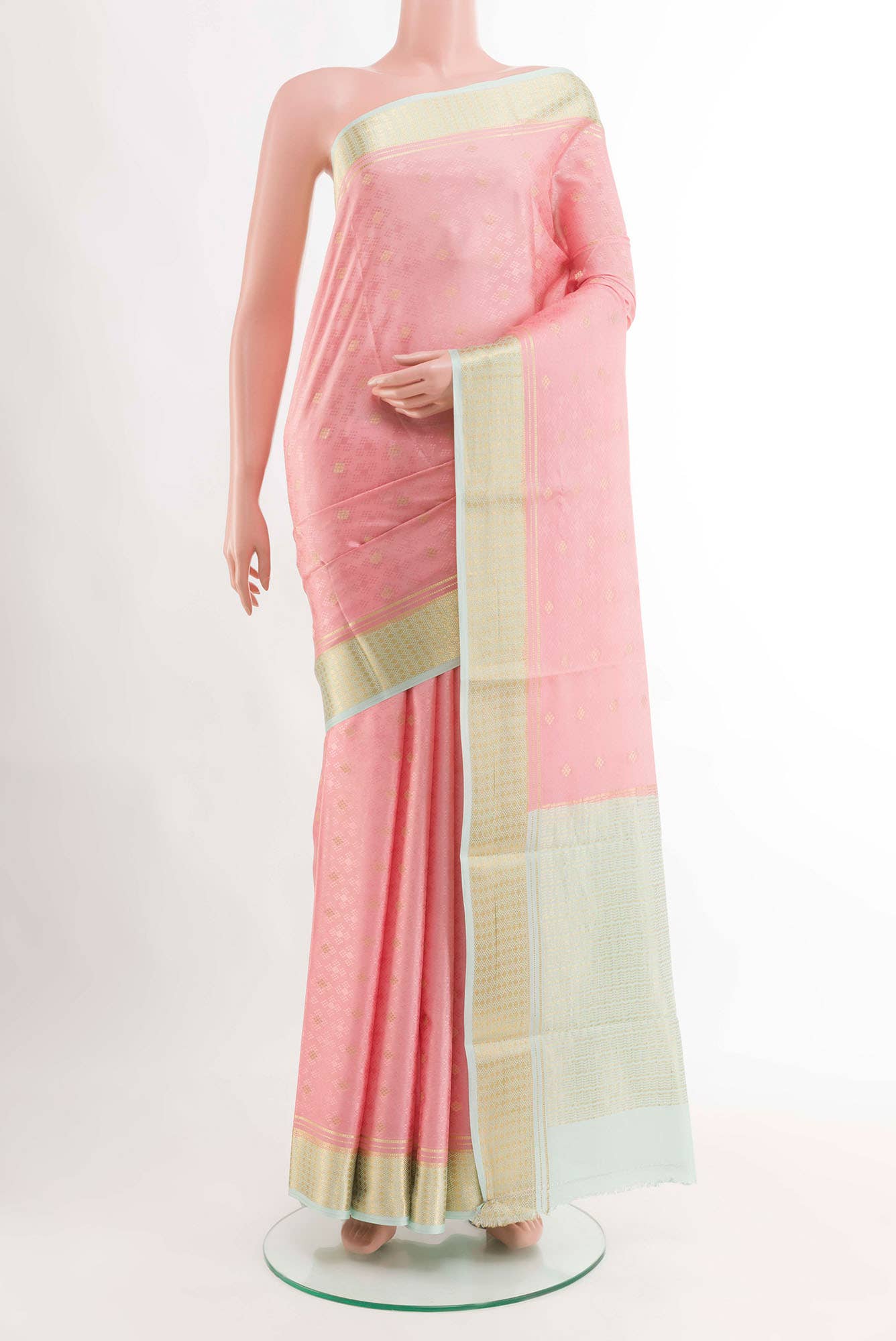 Pink Mysore Crepe Saree