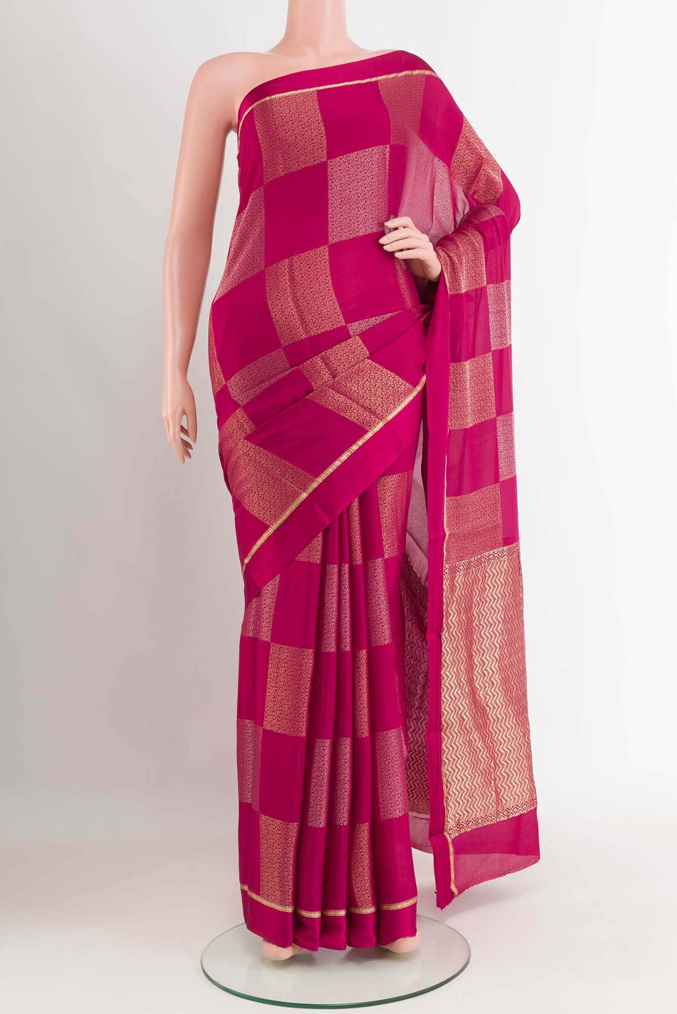 Dark Pink Mysore Georgette Saree