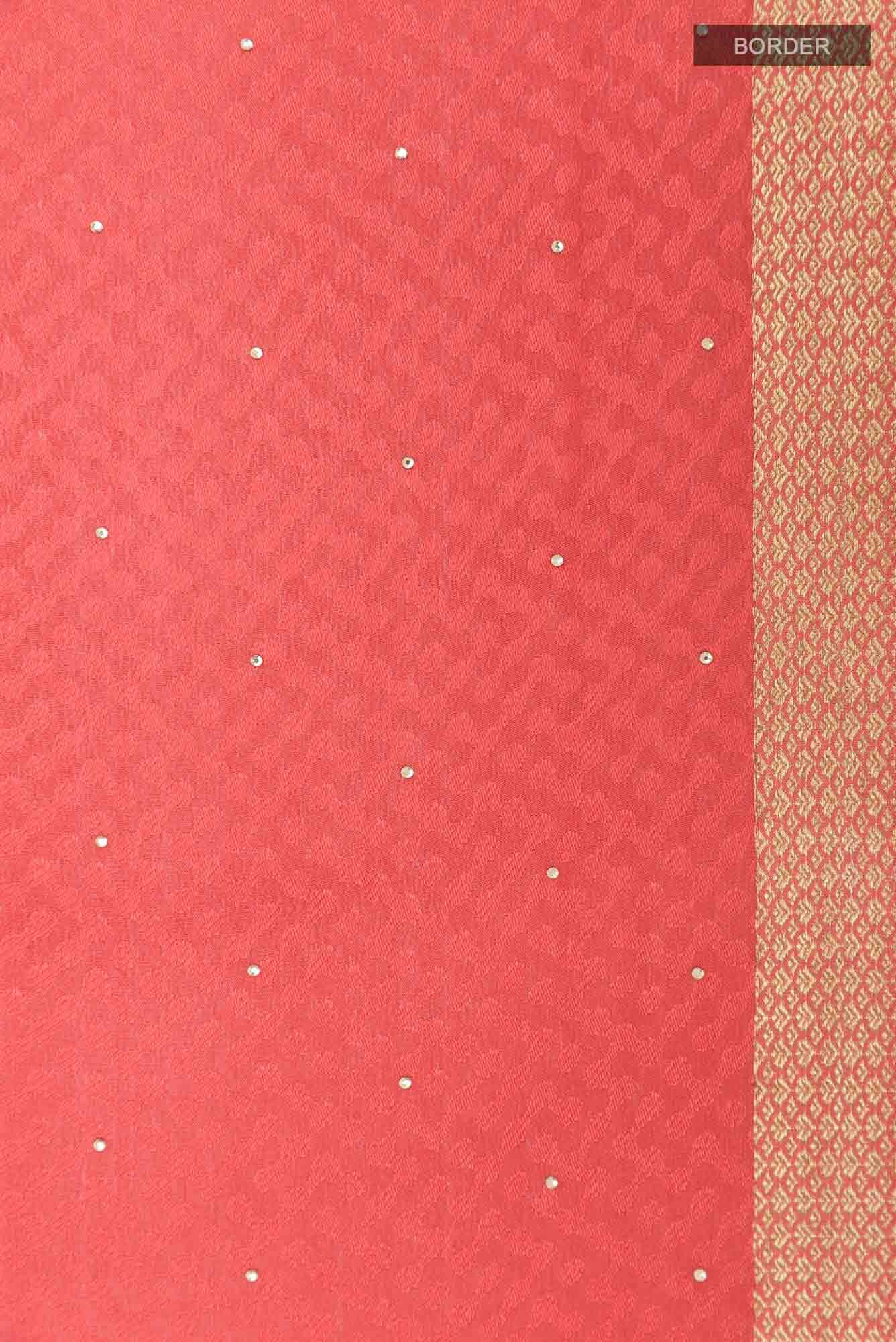 Peach Mysore Crepe Saree