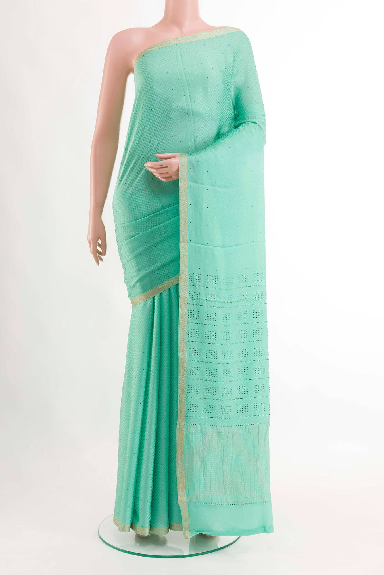 Sea Green Satin Silk Saree