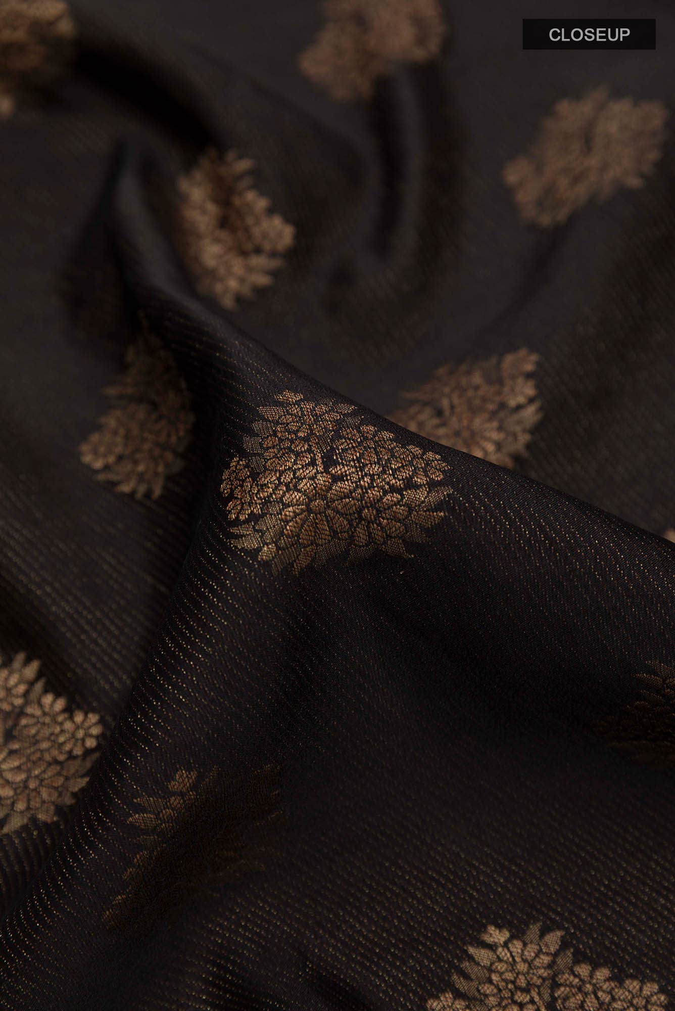 Black Mysore Crepe Saree