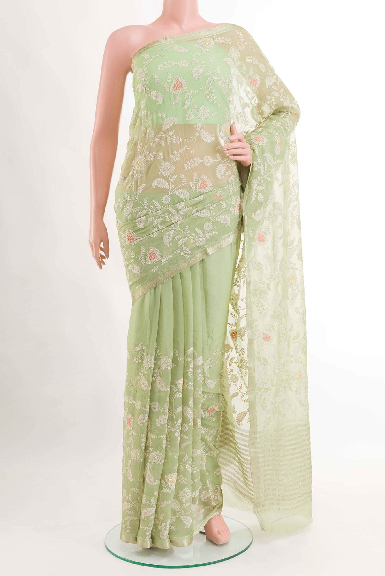 Green Chiffon Saree