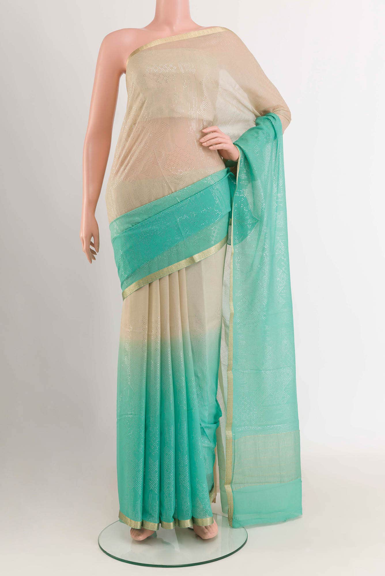 Green Dual Tone Chiffon Saree