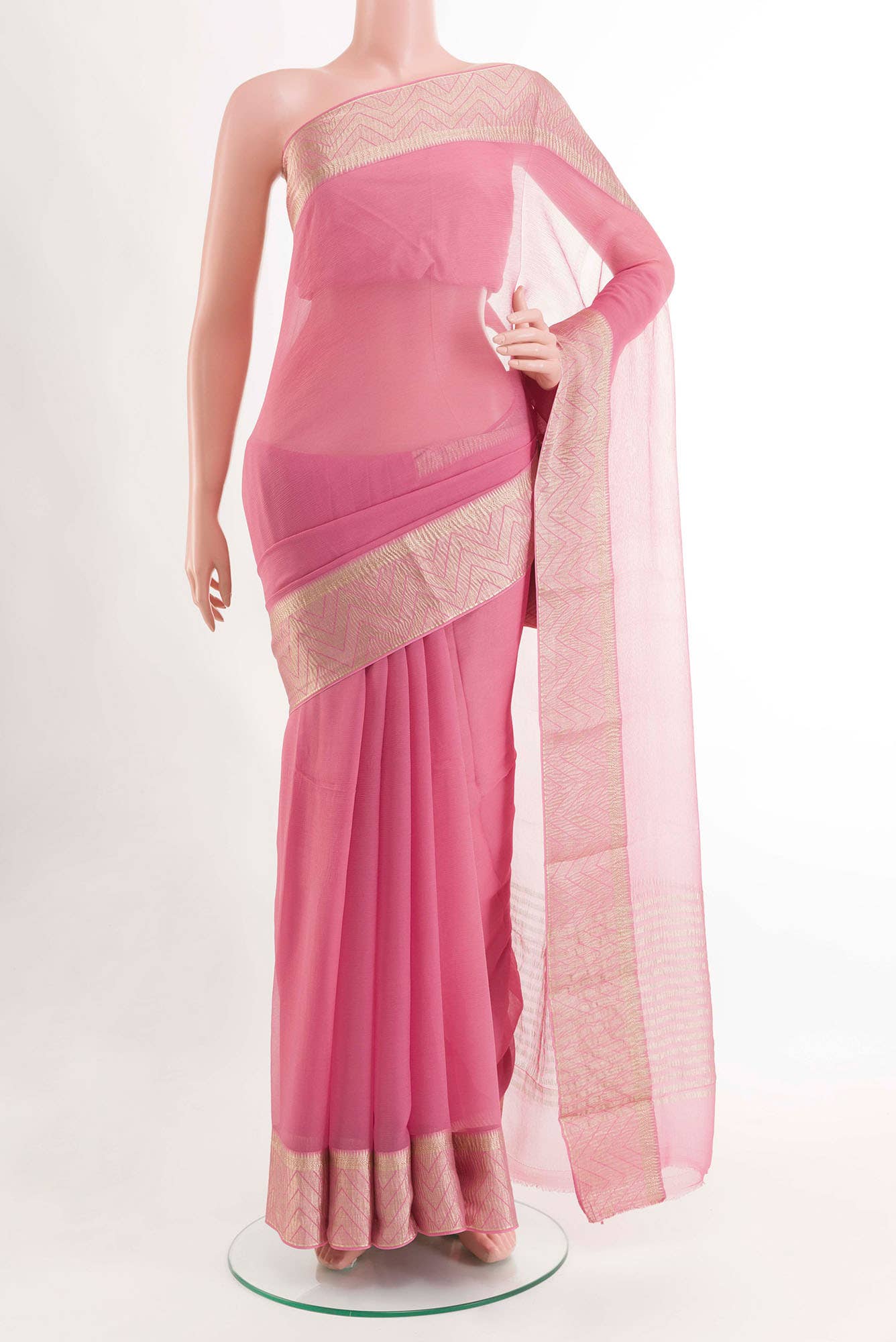 Pink Chiffon Saree