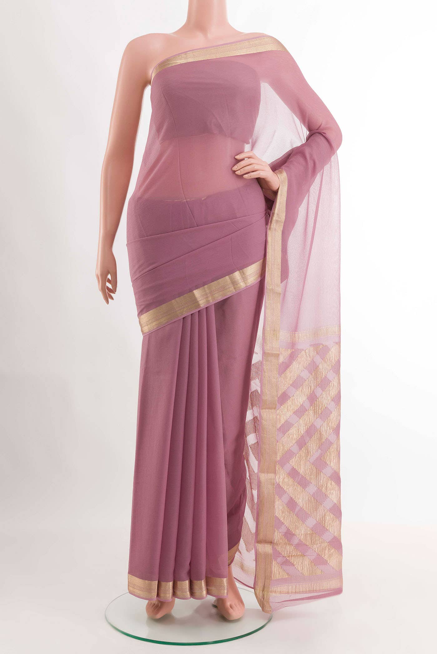 Lavender Mysore Chiffon Saree