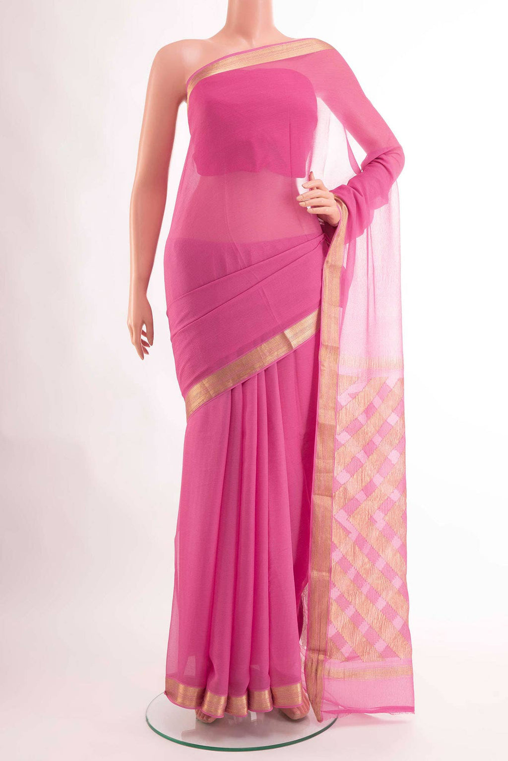 Pink Chiffon Saree
