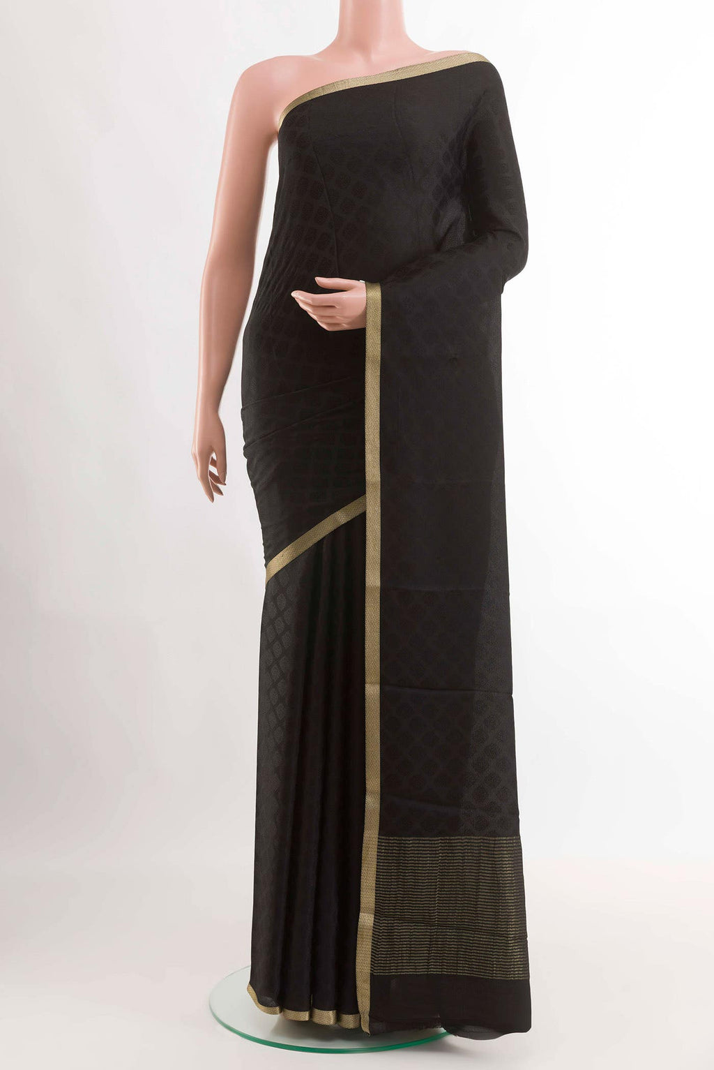 Black Mysore Crepe Saree
