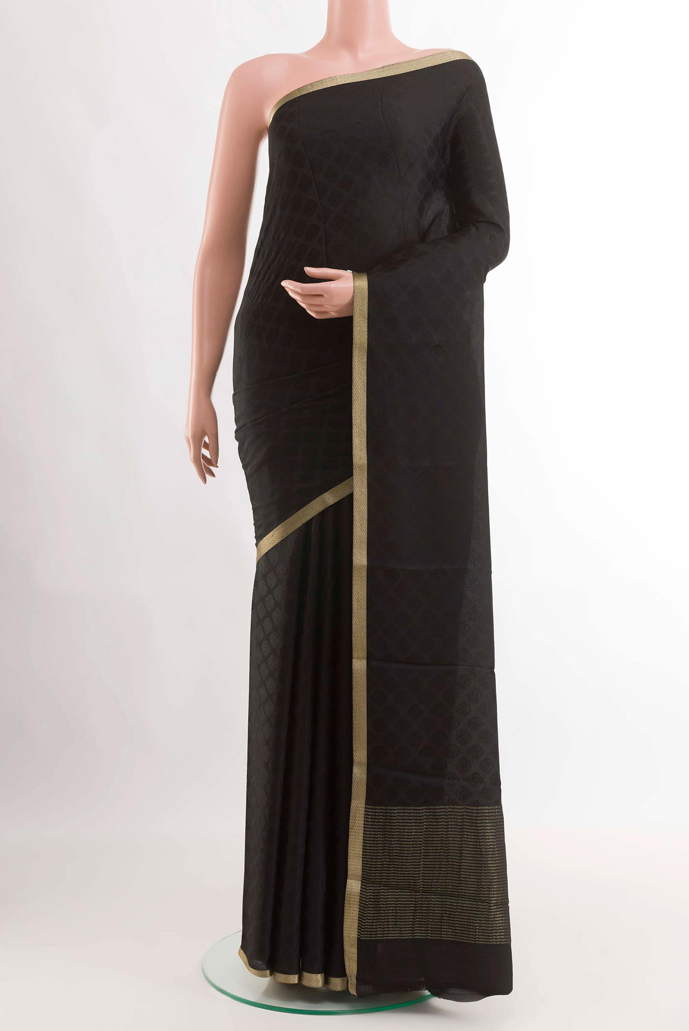 Black Mysore Crepe Saree