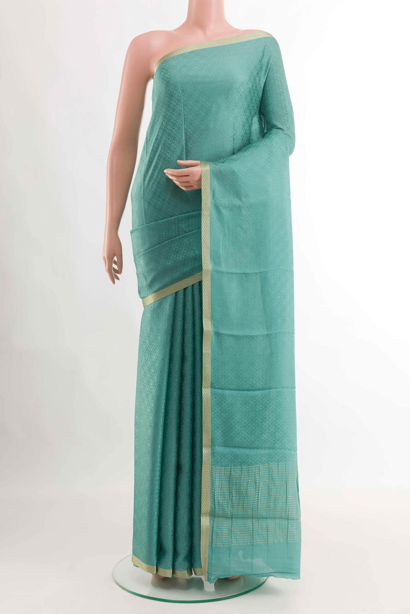 Blue Mysore Crepe Saree